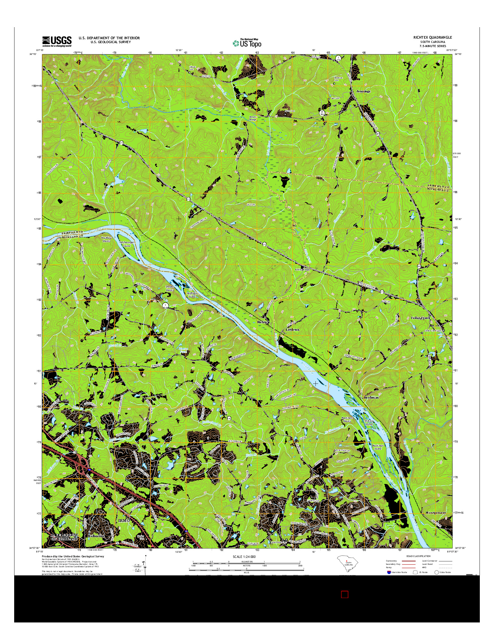 USGS US TOPO 7.5-MINUTE MAP FOR RICHTEX, SC 2017