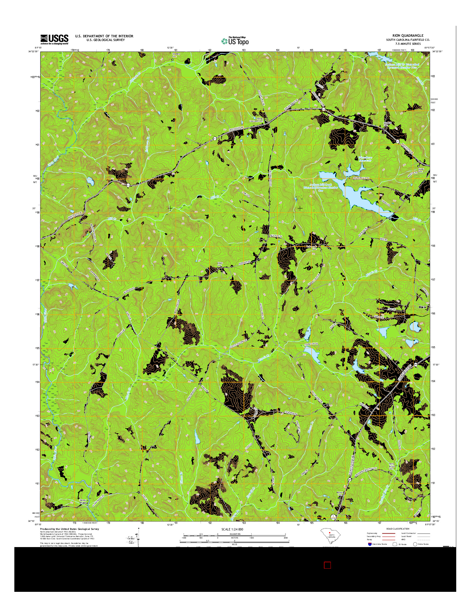 USGS US TOPO 7.5-MINUTE MAP FOR RION, SC 2017