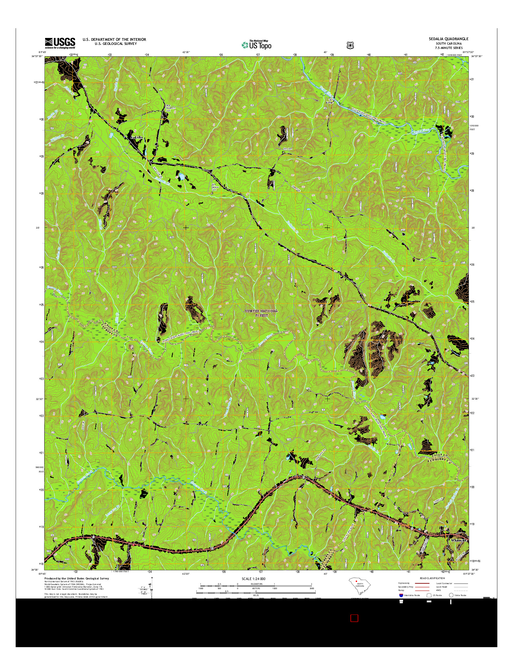 USGS US TOPO 7.5-MINUTE MAP FOR SEDALIA, SC 2017
