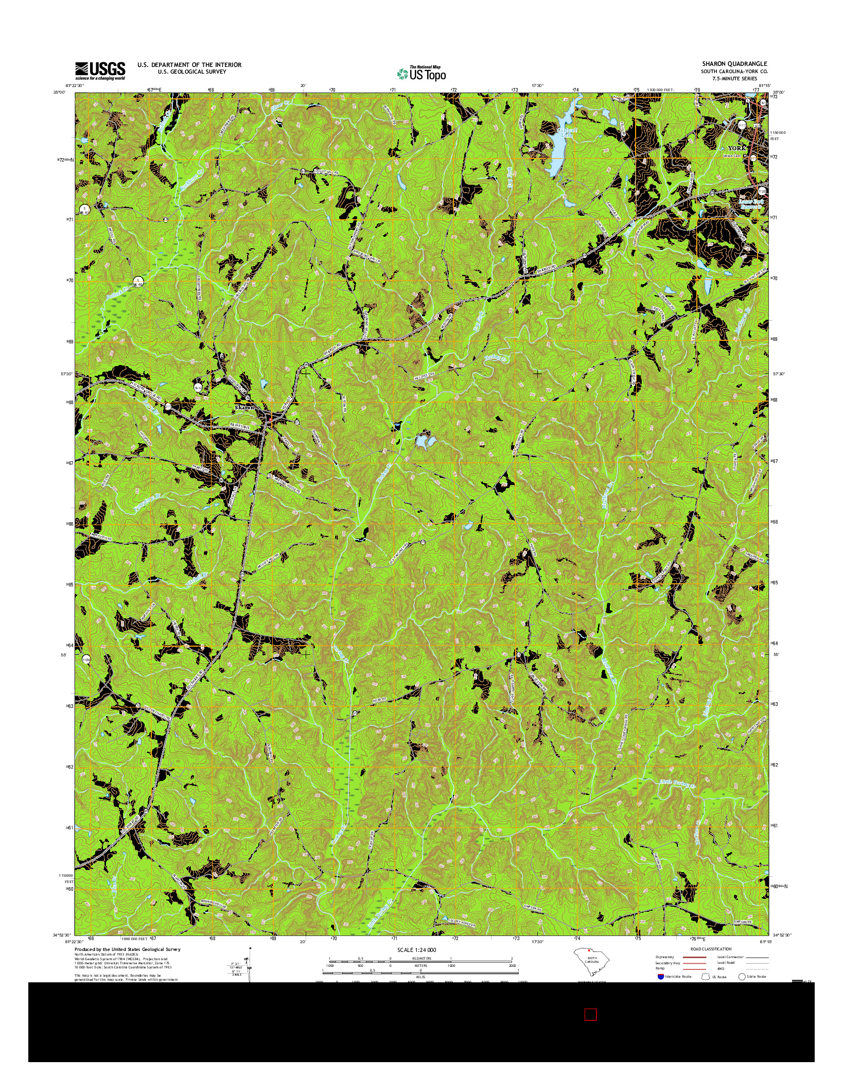 USGS US TOPO 7.5-MINUTE MAP FOR SHARON, SC 2017