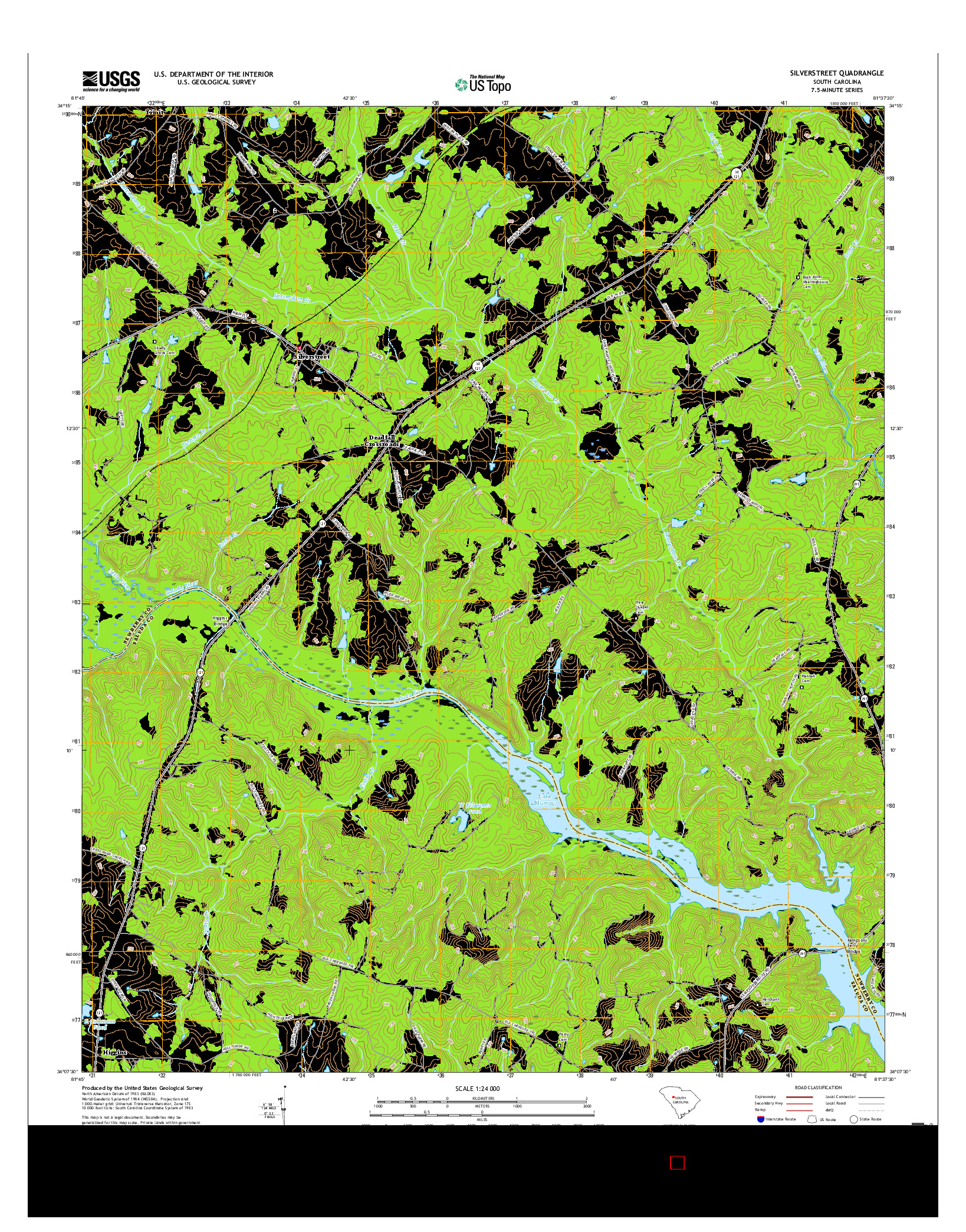 USGS US TOPO 7.5-MINUTE MAP FOR SILVERSTREET, SC 2017