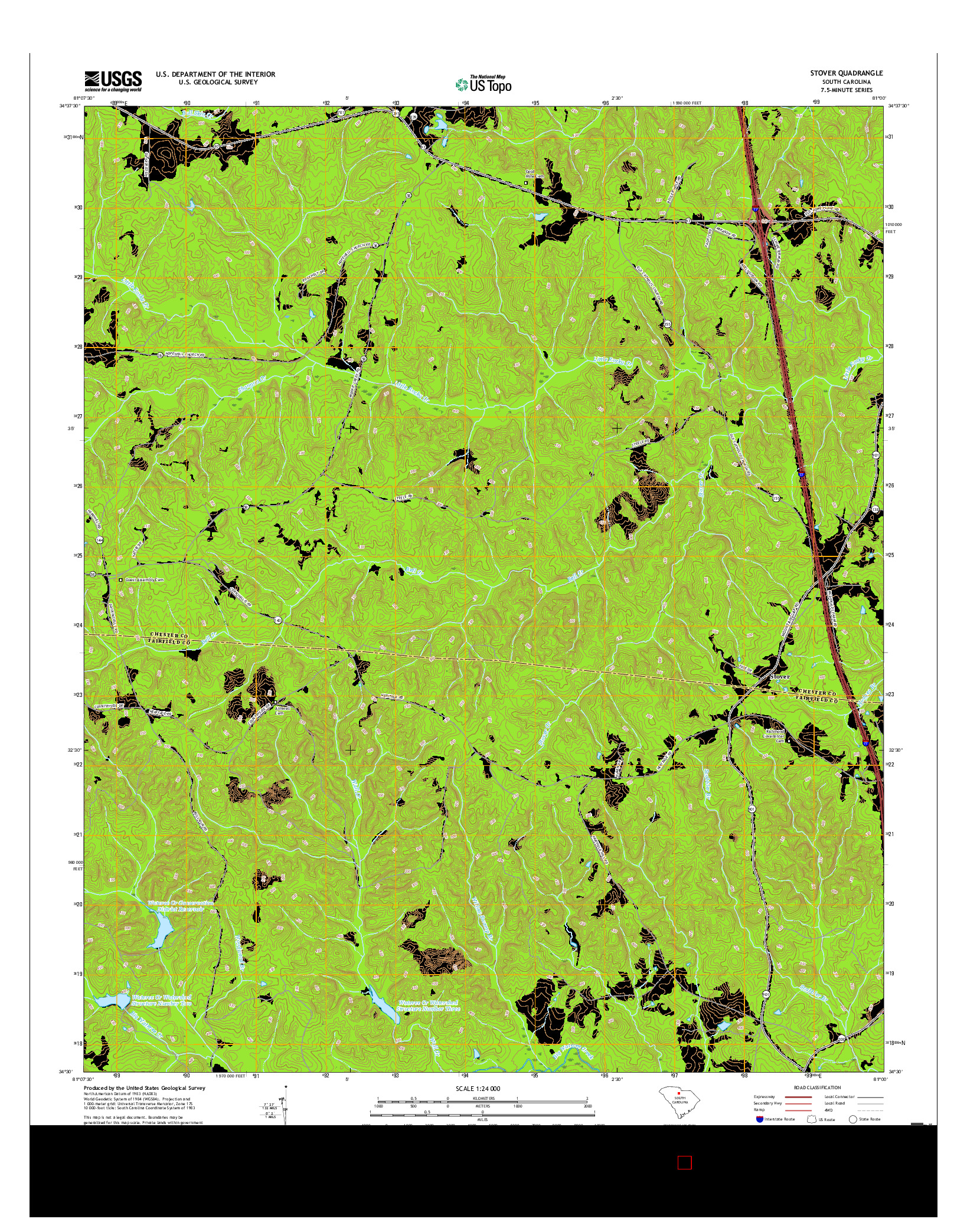 USGS US TOPO 7.5-MINUTE MAP FOR STOVER, SC 2017