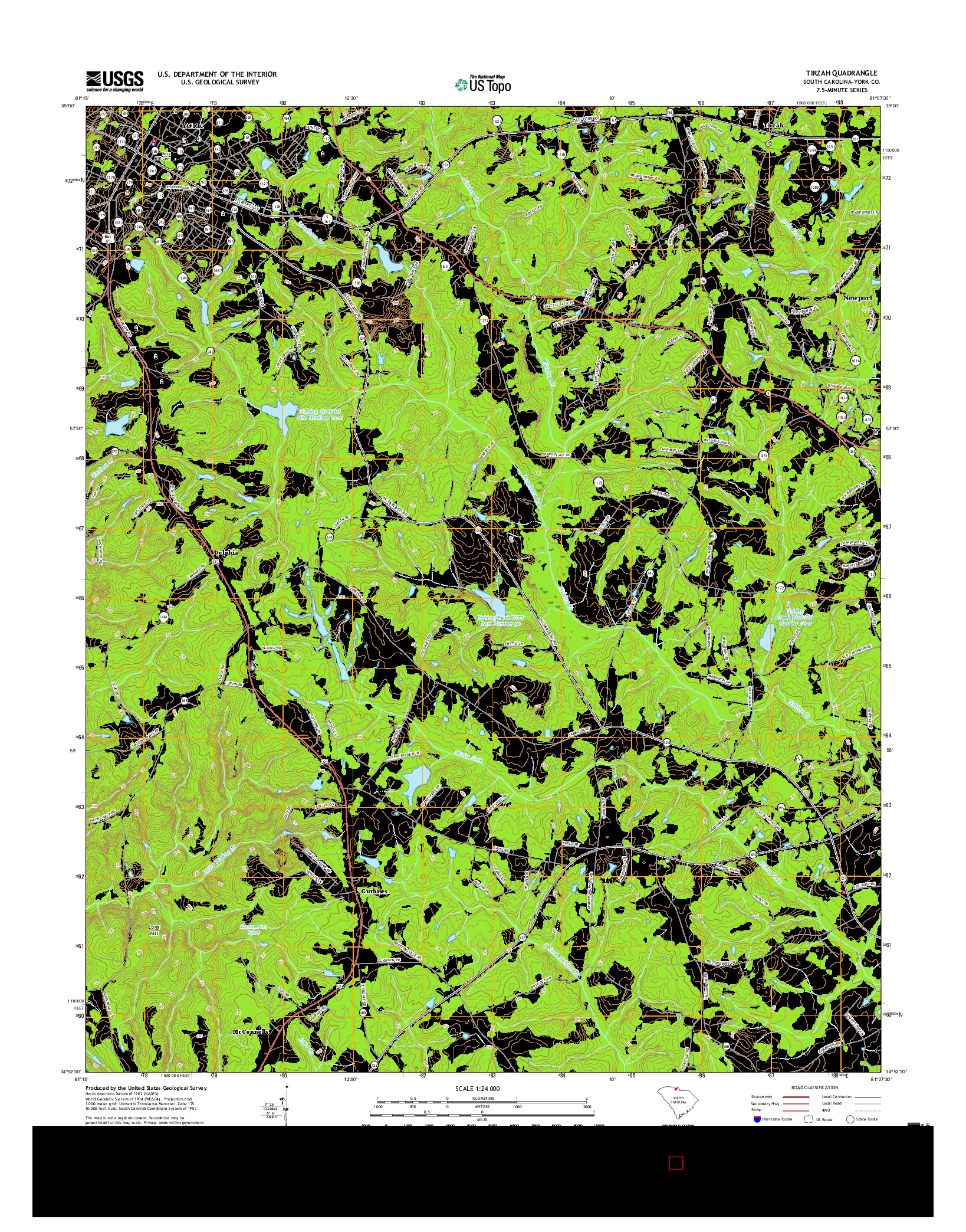 USGS US TOPO 7.5-MINUTE MAP FOR TIRZAH, SC 2017