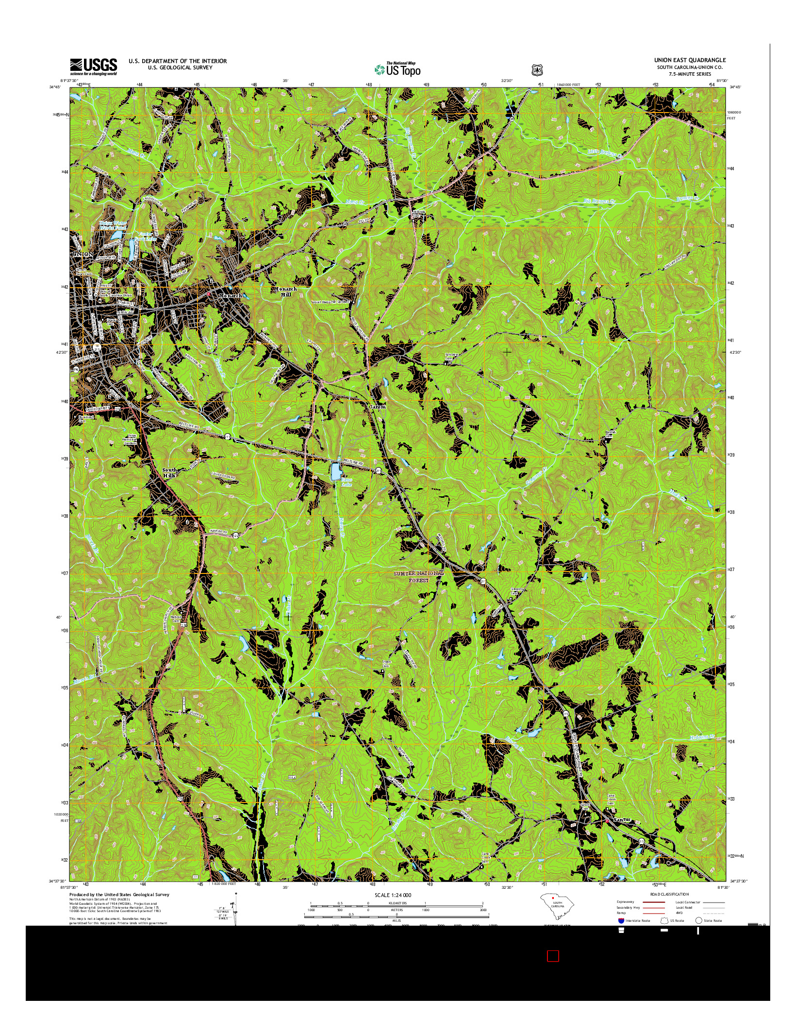 USGS US TOPO 7.5-MINUTE MAP FOR UNION EAST, SC 2017