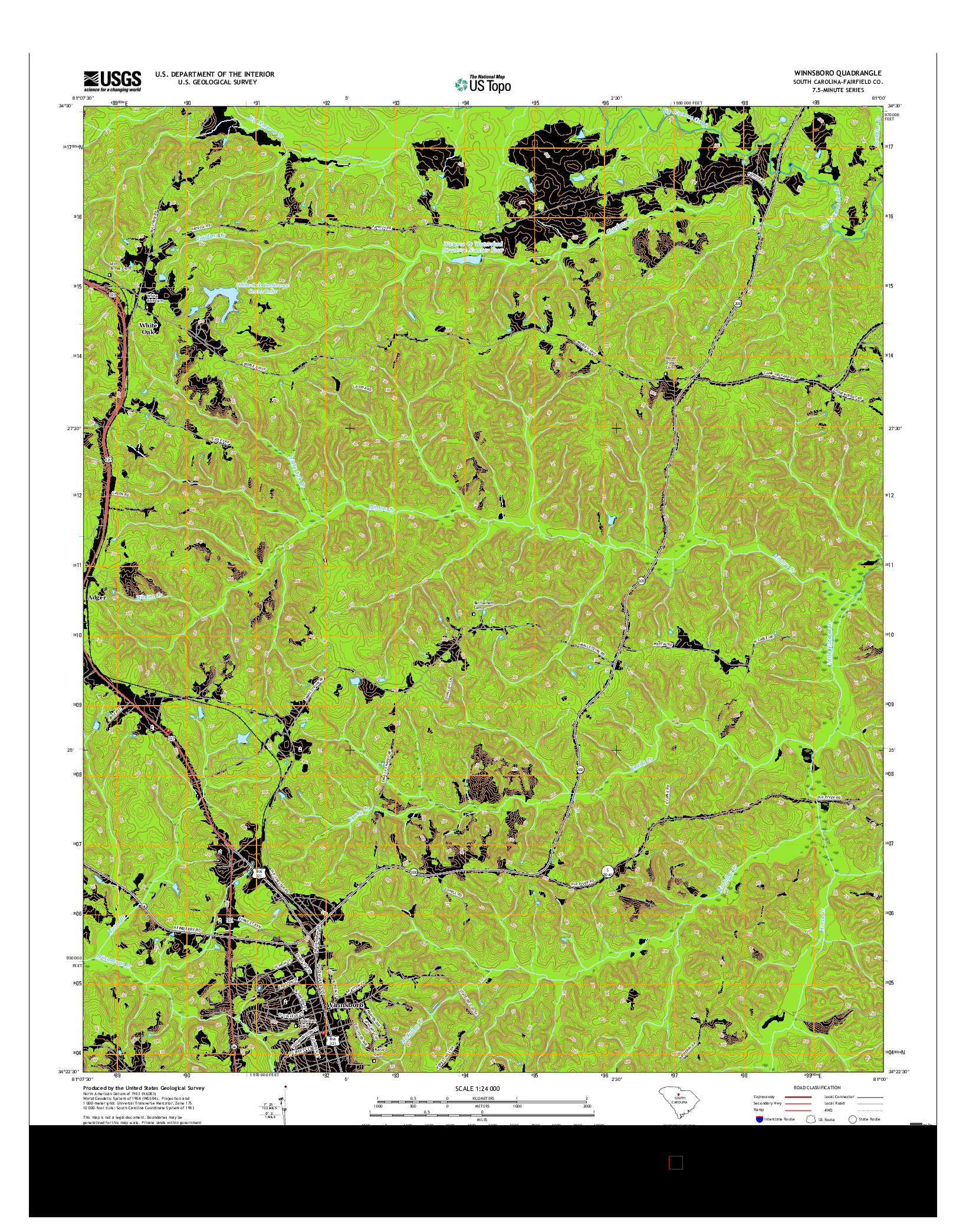 USGS US TOPO 7.5-MINUTE MAP FOR WINNSBORO, SC 2017