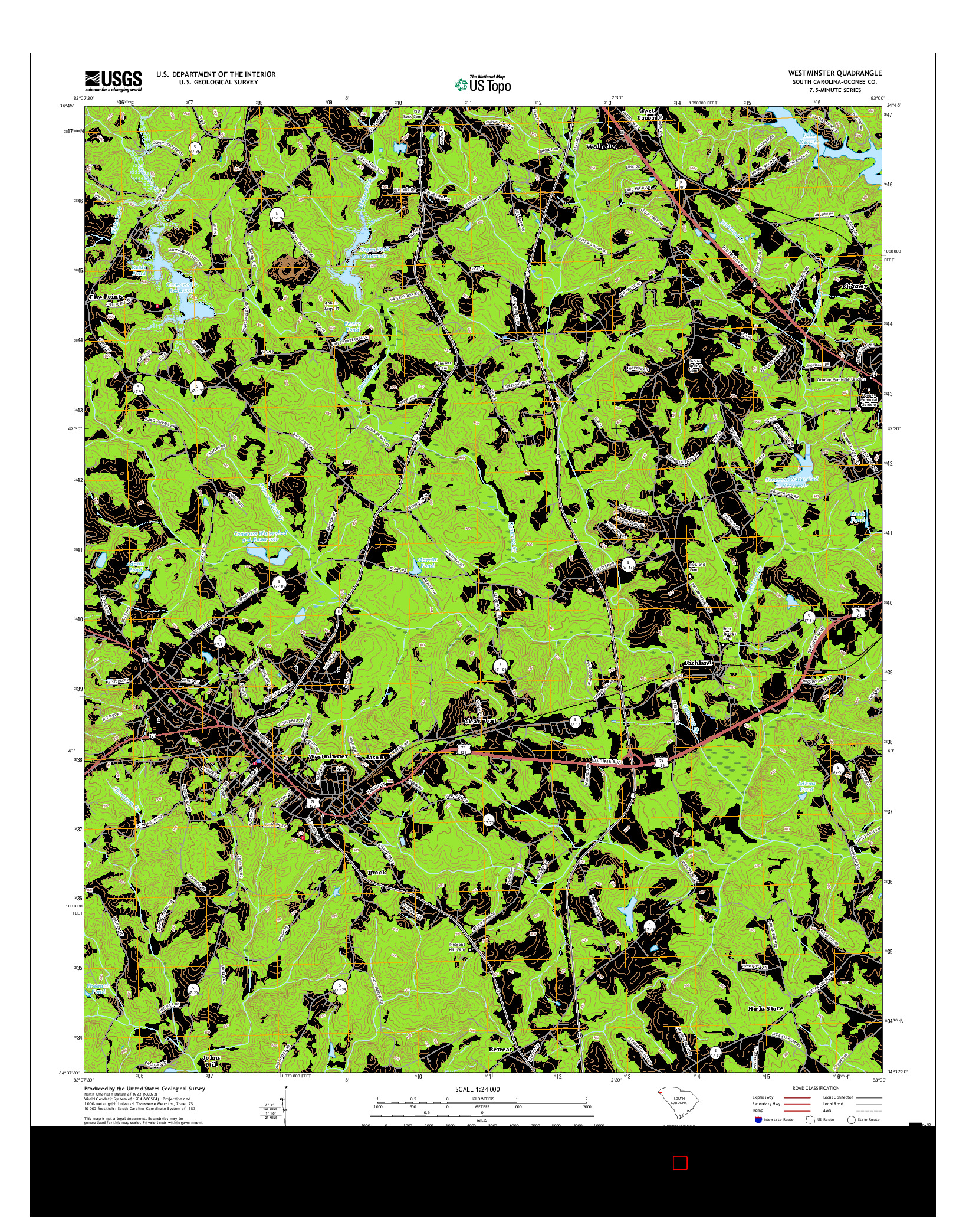 USGS US TOPO 7.5-MINUTE MAP FOR WESTMINSTER, SC 2017