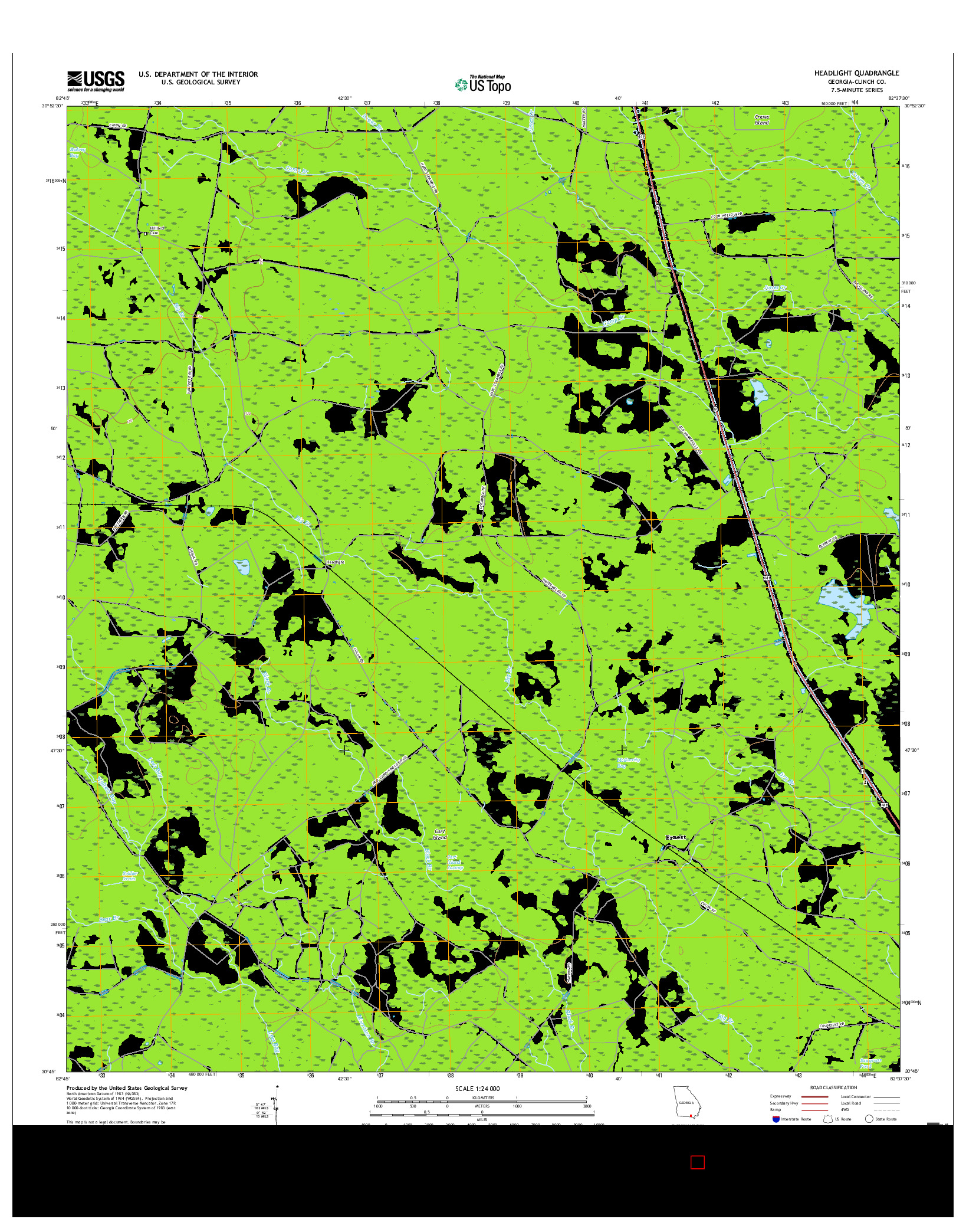 USGS US TOPO 7.5-MINUTE MAP FOR HEADLIGHT, GA 2017