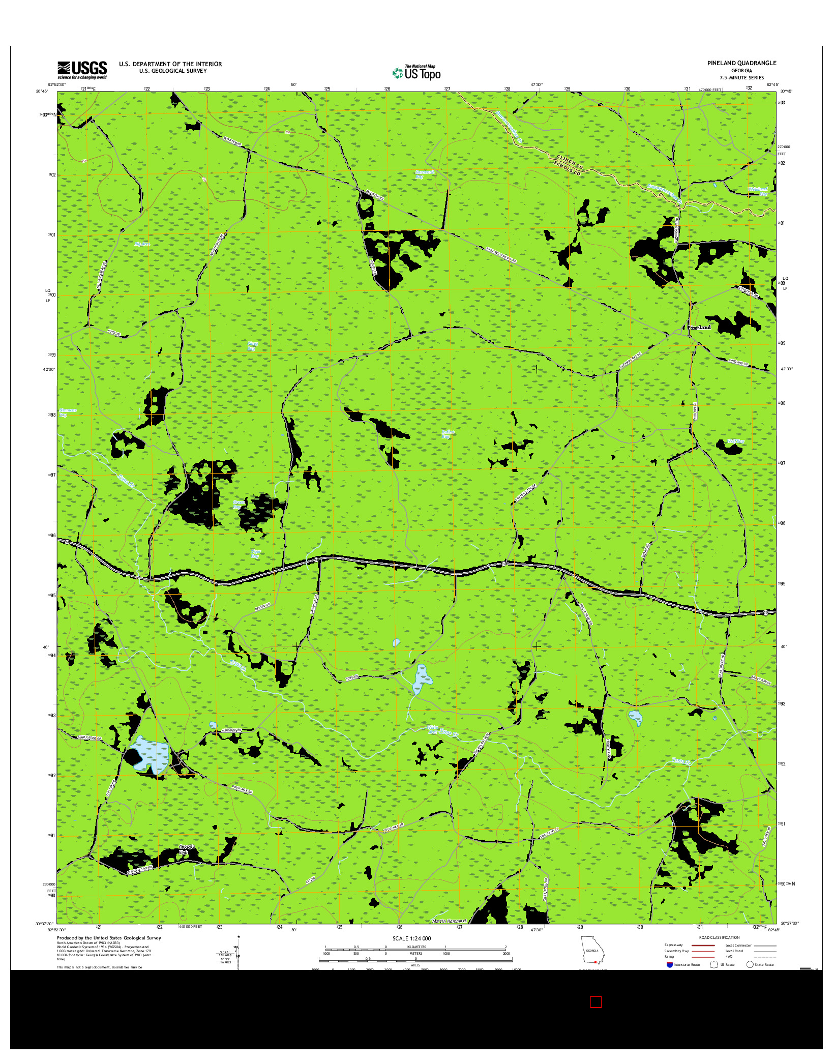 USGS US TOPO 7.5-MINUTE MAP FOR PINELAND, GA 2017