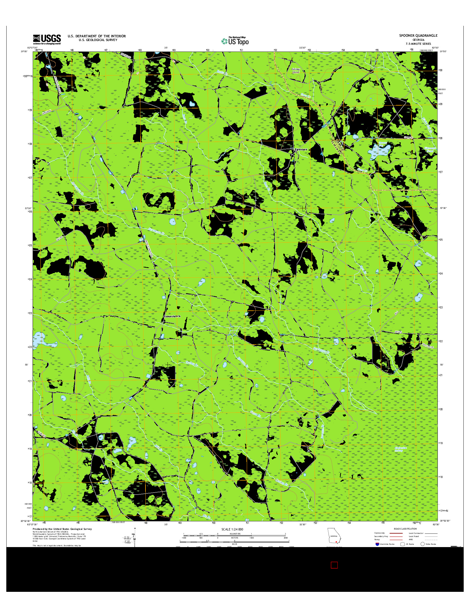 USGS US TOPO 7.5-MINUTE MAP FOR SPOONER, GA 2017