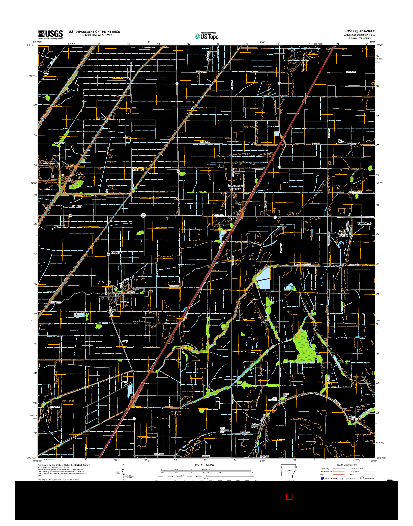 USGS US TOPO 7.5-MINUTE MAP FOR KEISER, AR 2017