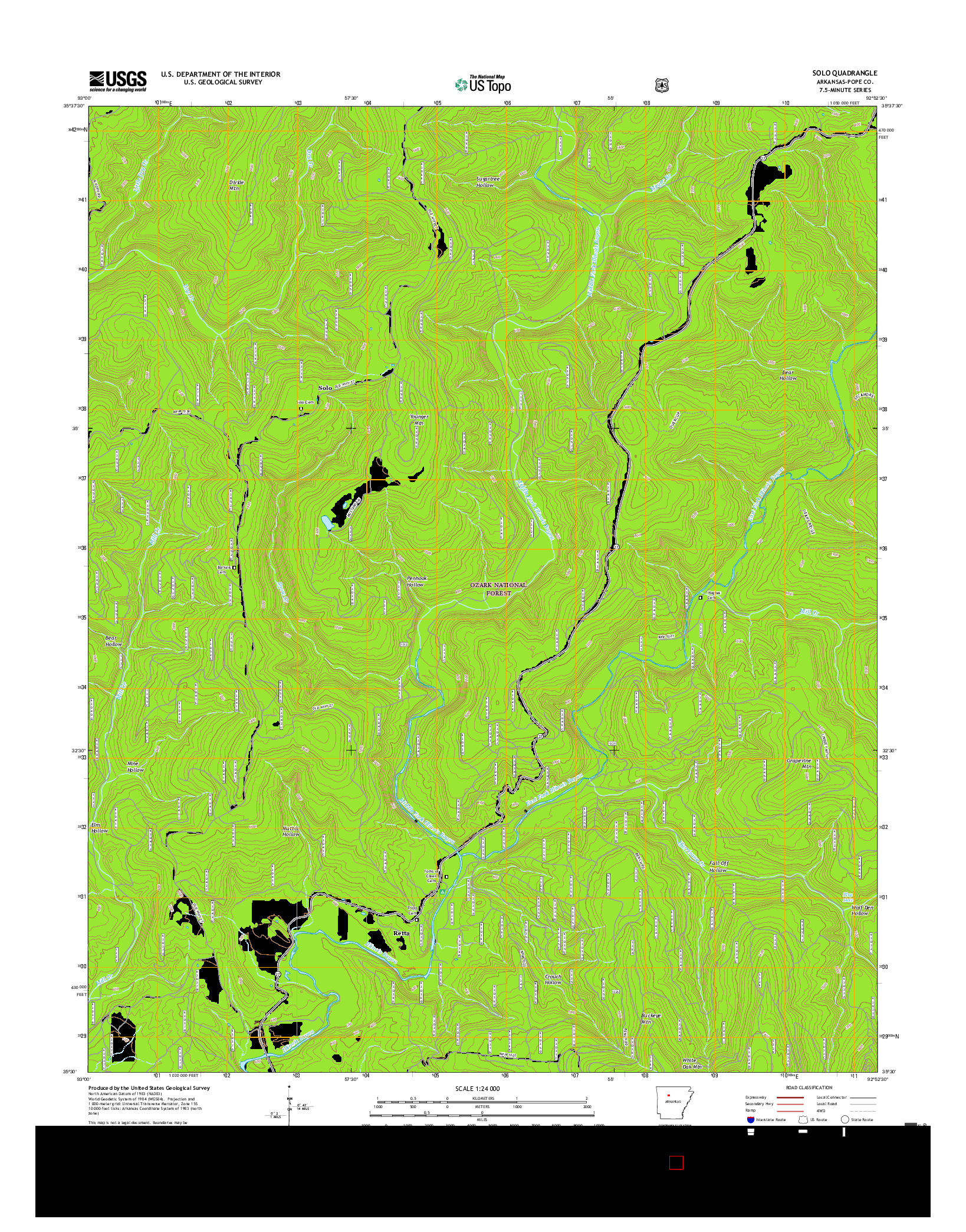 USGS US TOPO 7.5-MINUTE MAP FOR SOLO, AR 2017