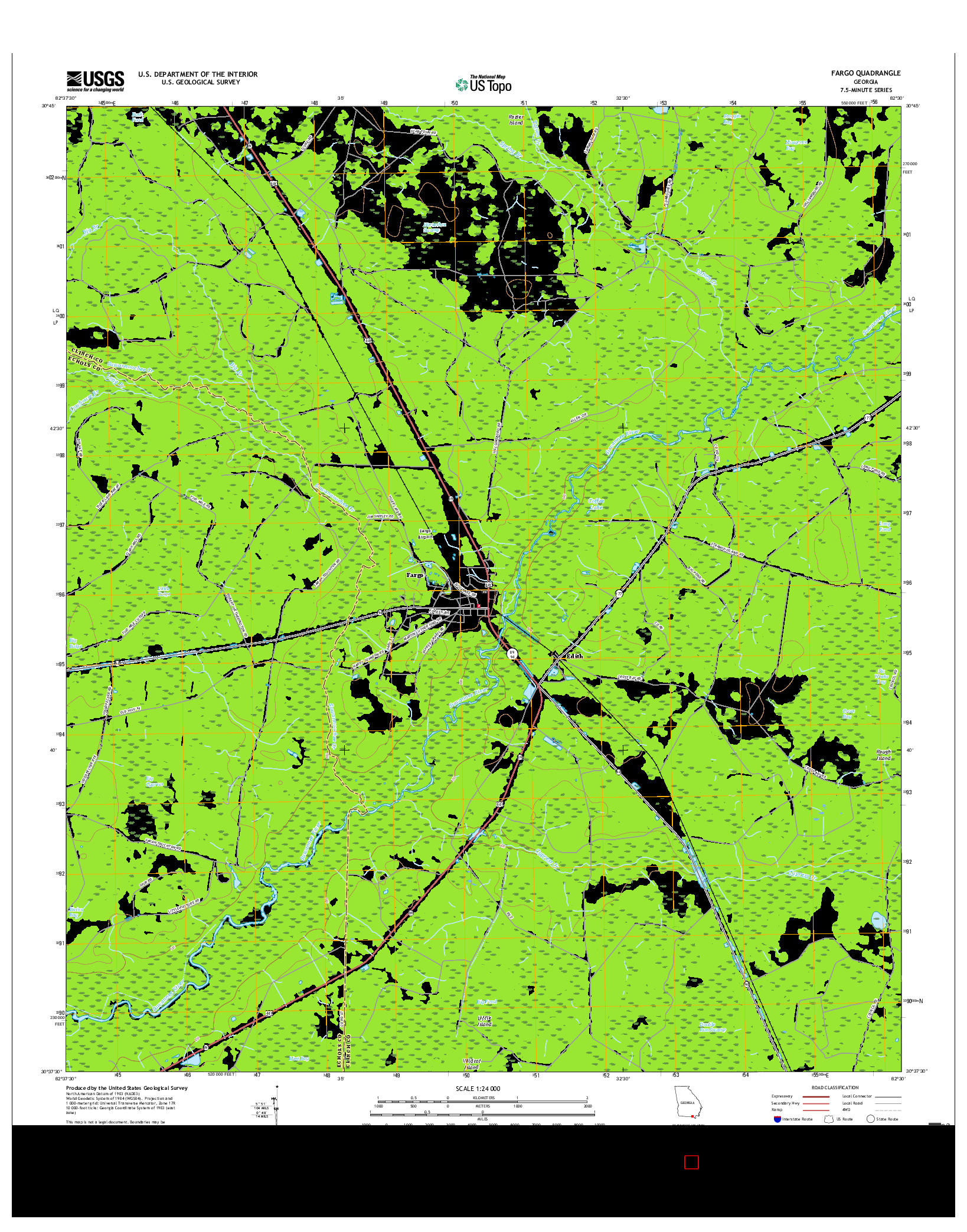 USGS US TOPO 7.5-MINUTE MAP FOR FARGO, GA 2017