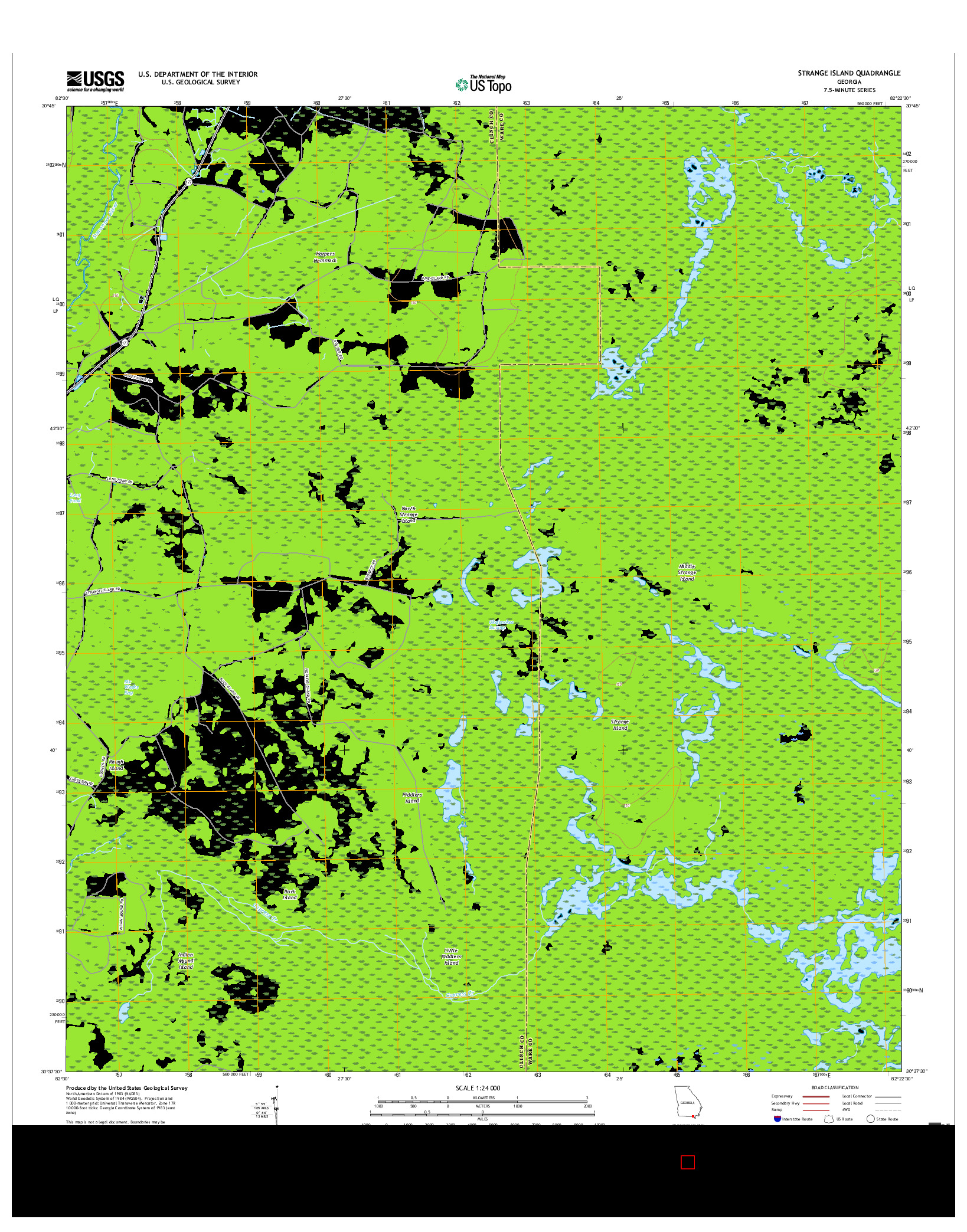 USGS US TOPO 7.5-MINUTE MAP FOR STRANGE ISLAND, GA 2017