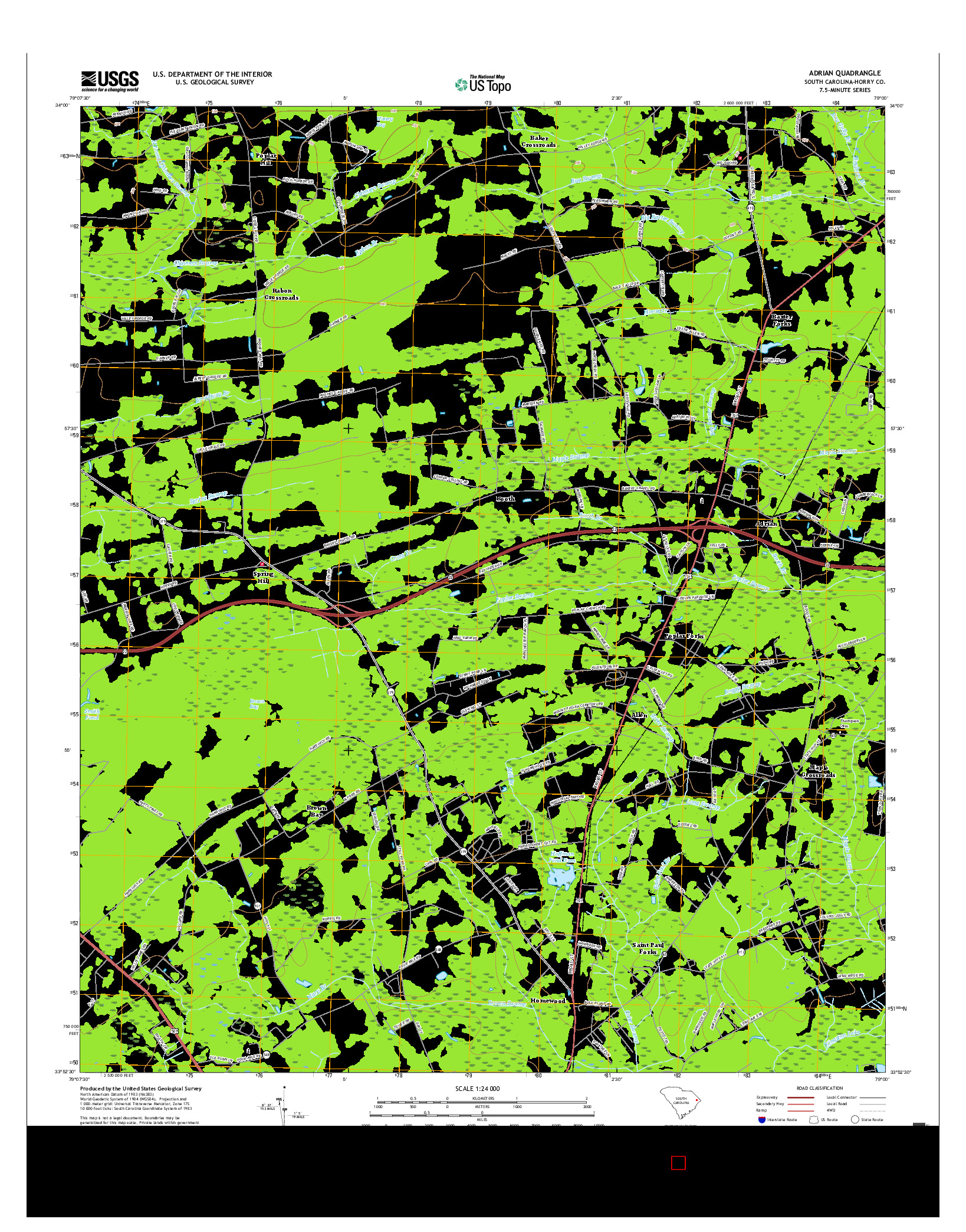 USGS US TOPO 7.5-MINUTE MAP FOR ADRIAN, SC 2017