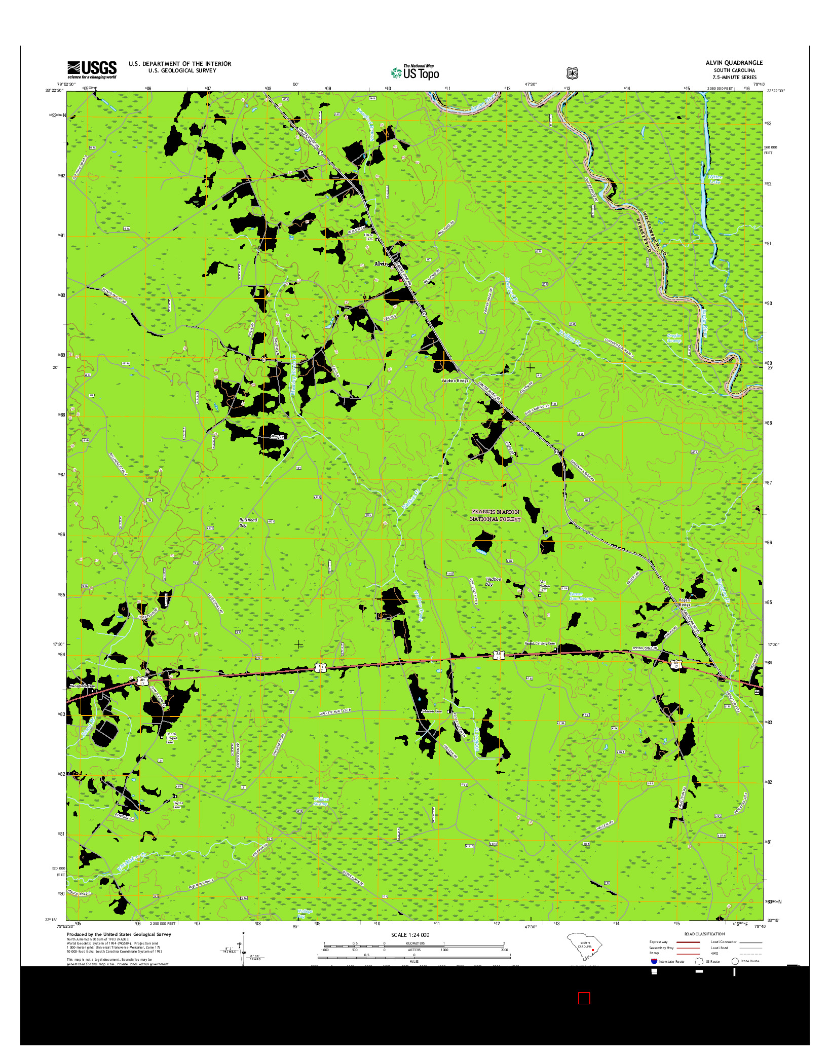 USGS US TOPO 7.5-MINUTE MAP FOR ALVIN, SC 2017