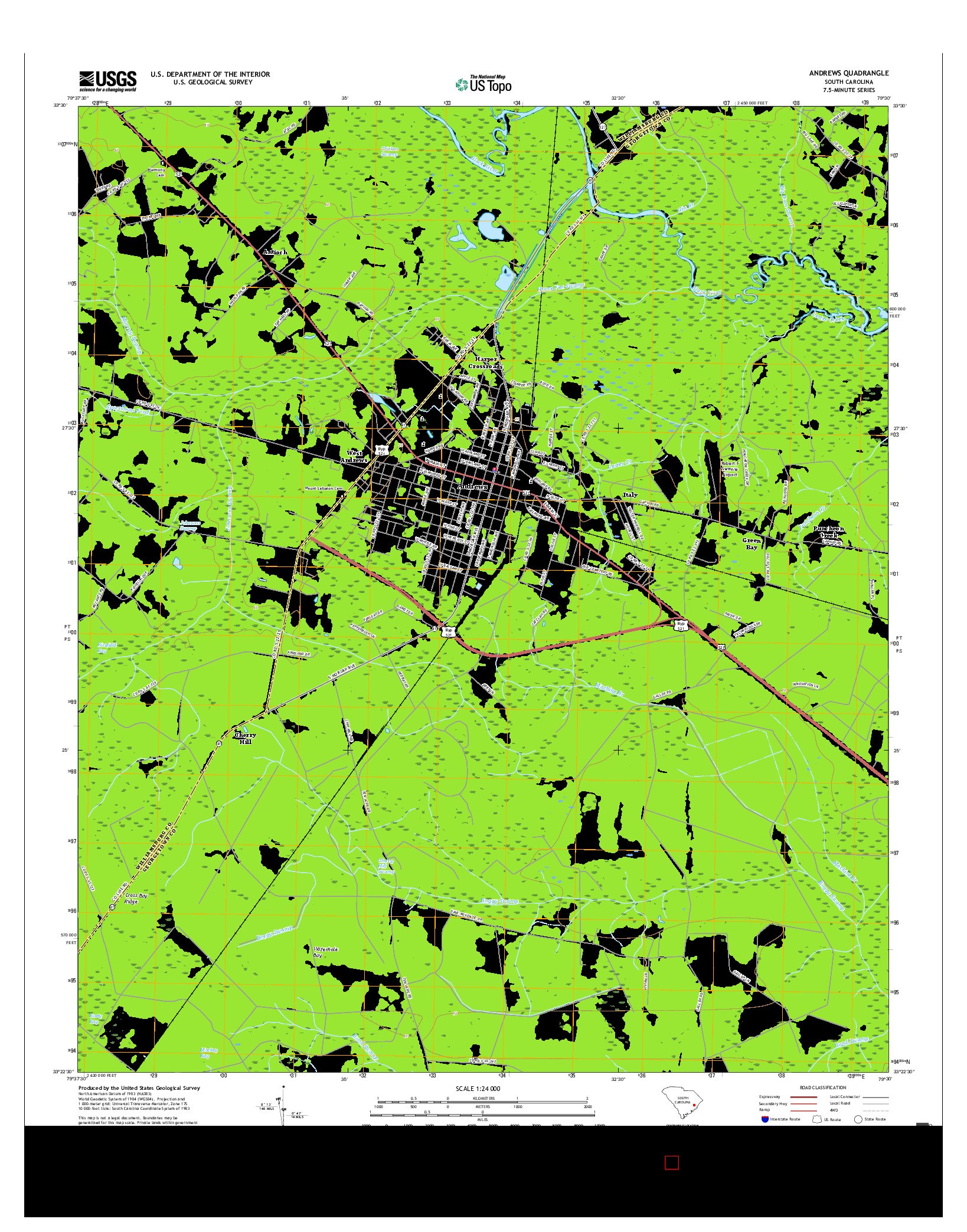 USGS US TOPO 7.5-MINUTE MAP FOR ANDREWS, SC 2017