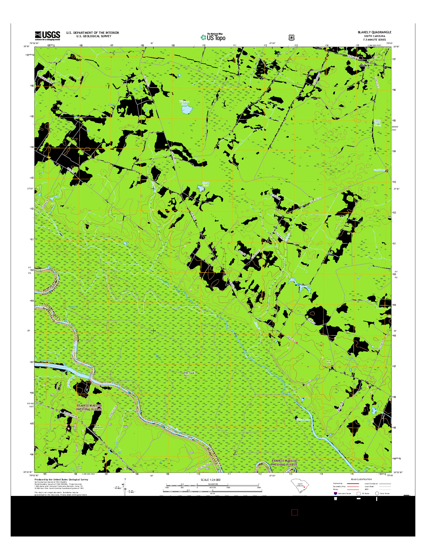 USGS US TOPO 7.5-MINUTE MAP FOR BLAKELY, SC 2017