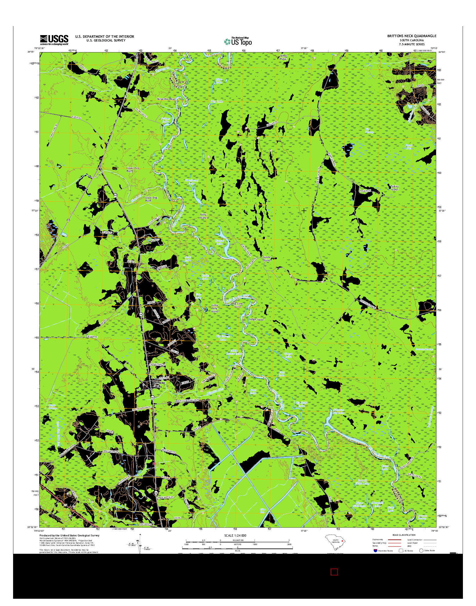 USGS US TOPO 7.5-MINUTE MAP FOR BRITTONS NECK, SC 2017