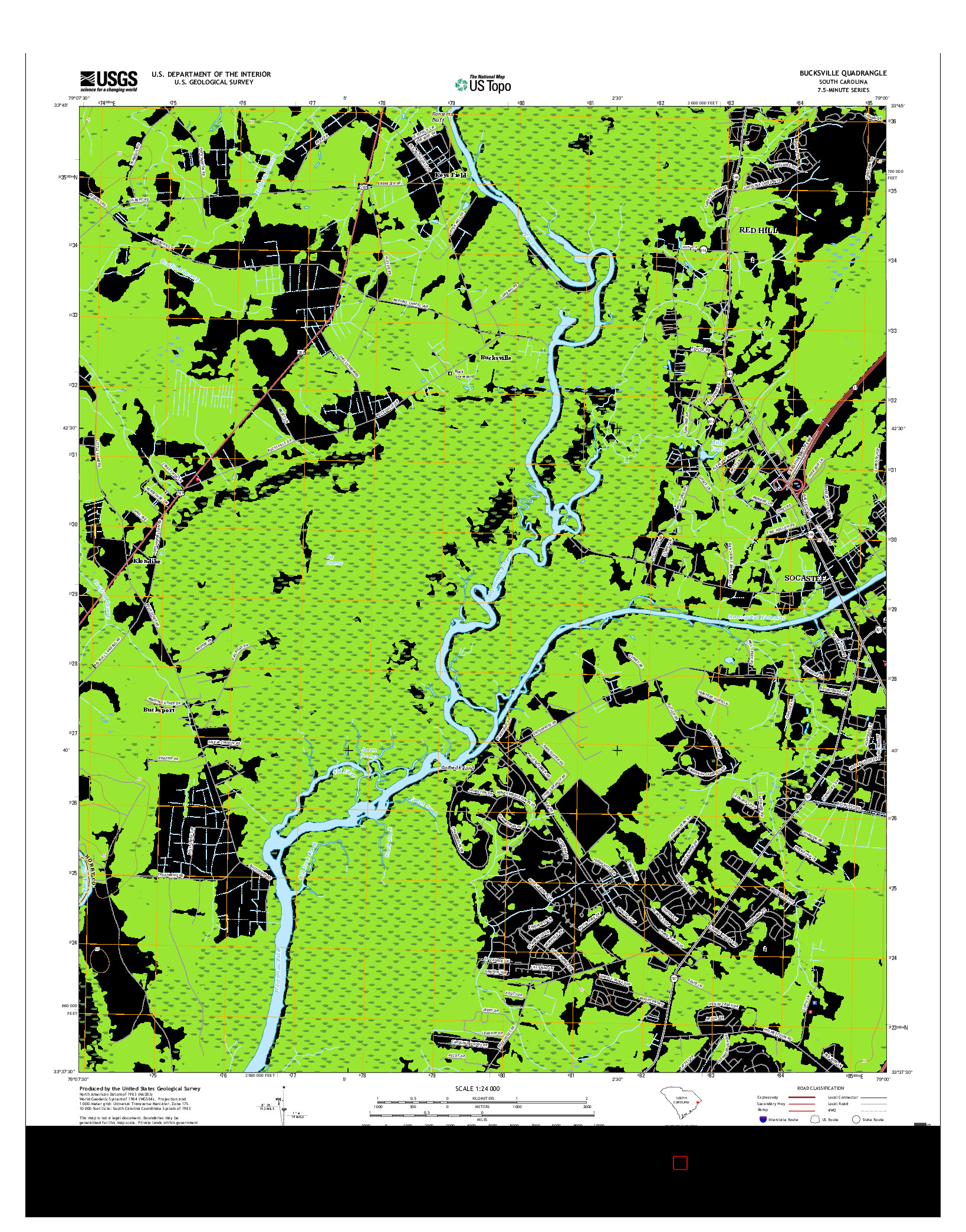 USGS US TOPO 7.5-MINUTE MAP FOR BUCKSVILLE, SC 2017