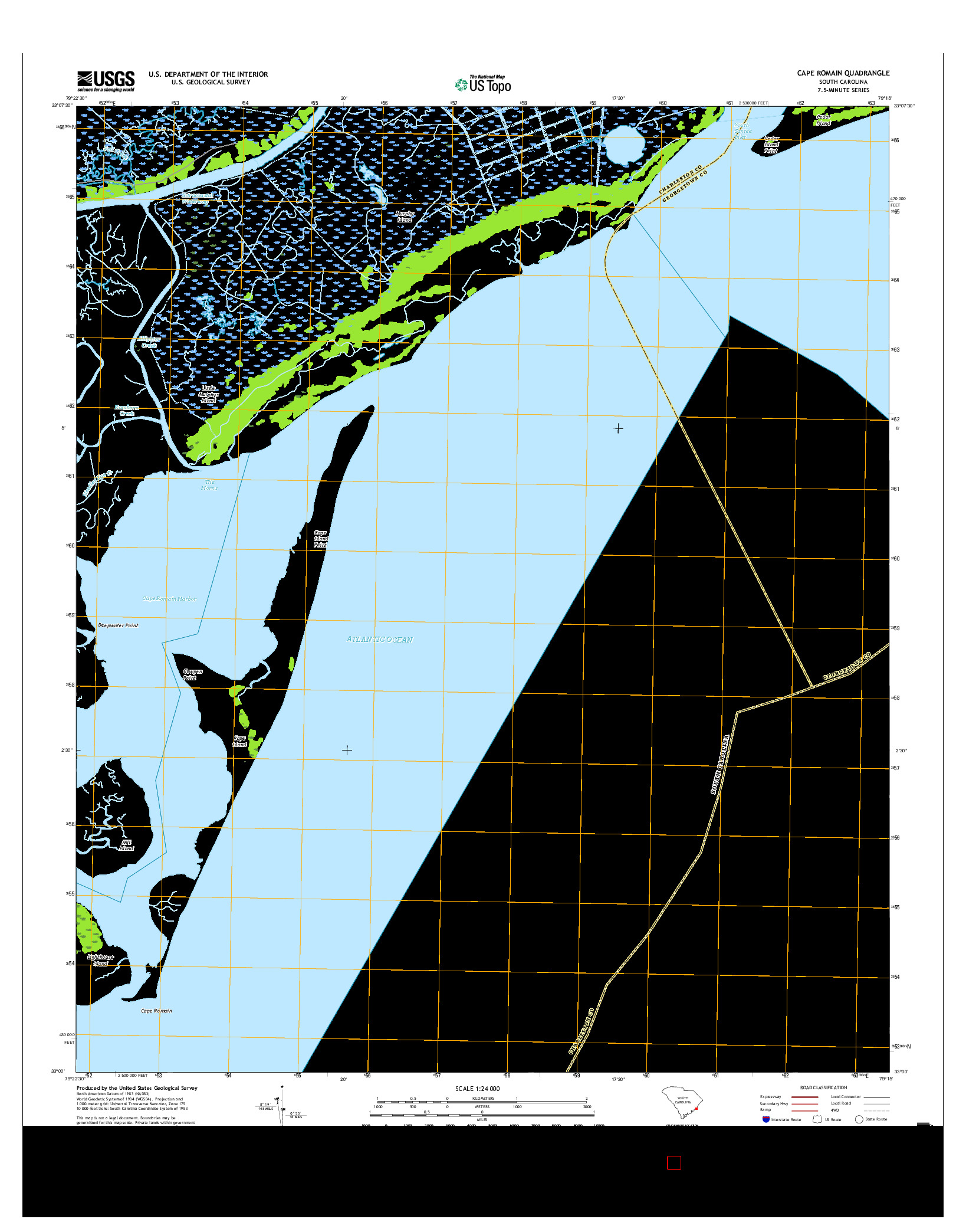 USGS US TOPO 7.5-MINUTE MAP FOR CAPE ROMAIN, SC 2017