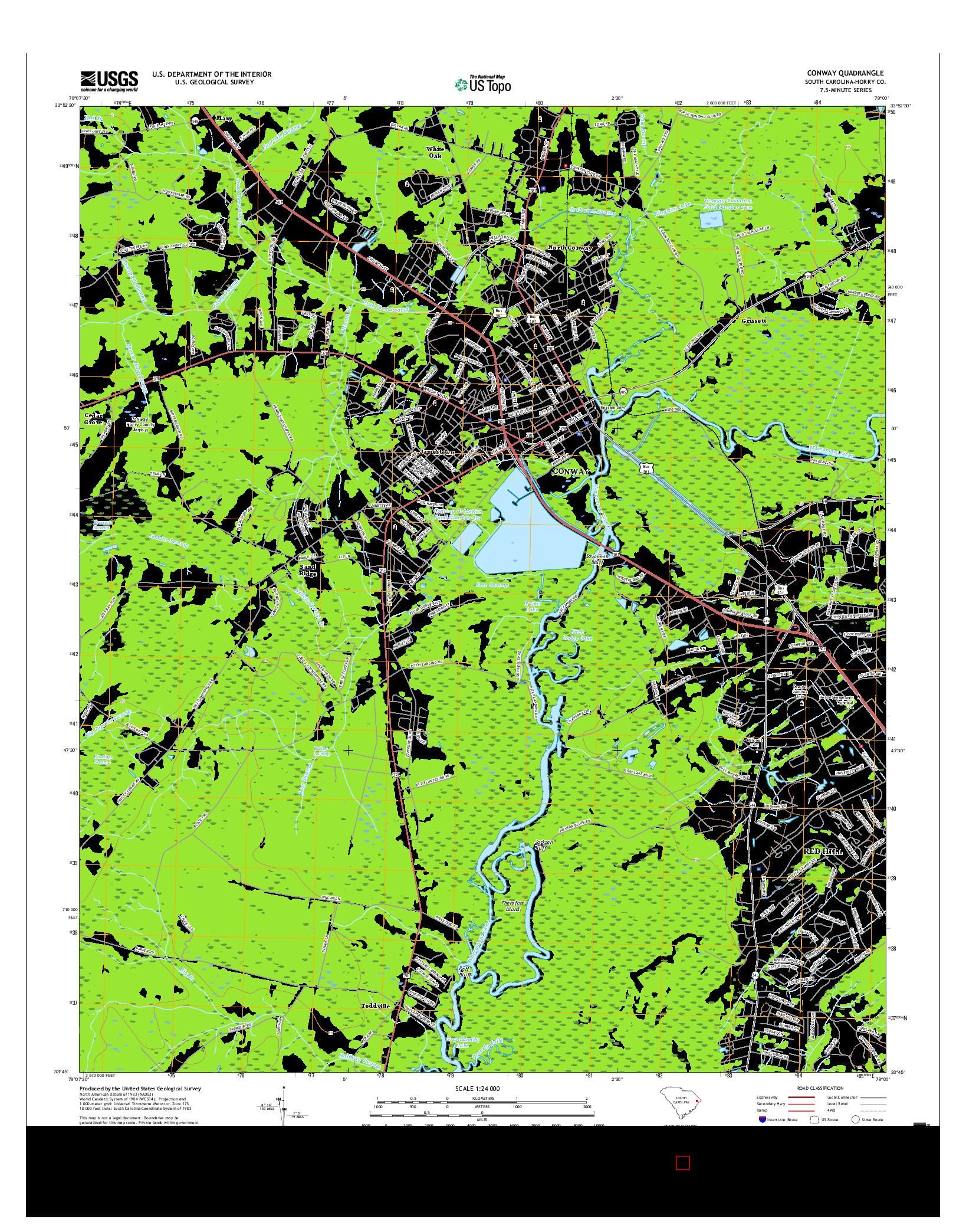 USGS US TOPO 7.5-MINUTE MAP FOR CONWAY, SC 2017