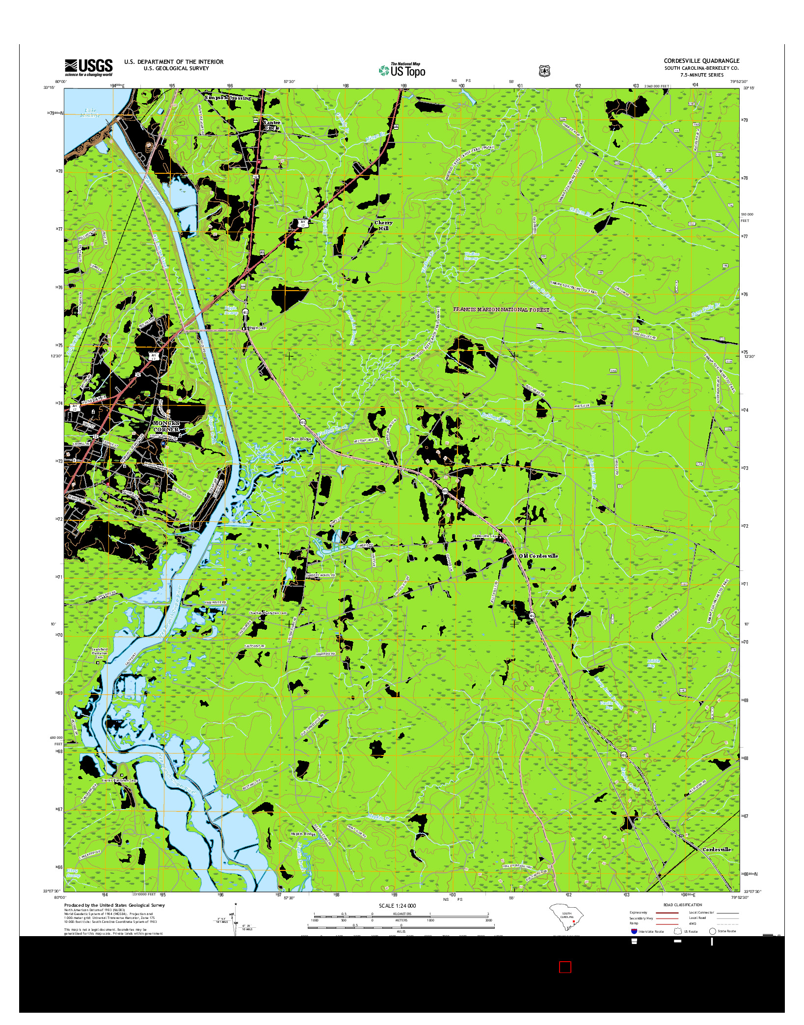 USGS US TOPO 7.5-MINUTE MAP FOR CORDESVILLE, SC 2017