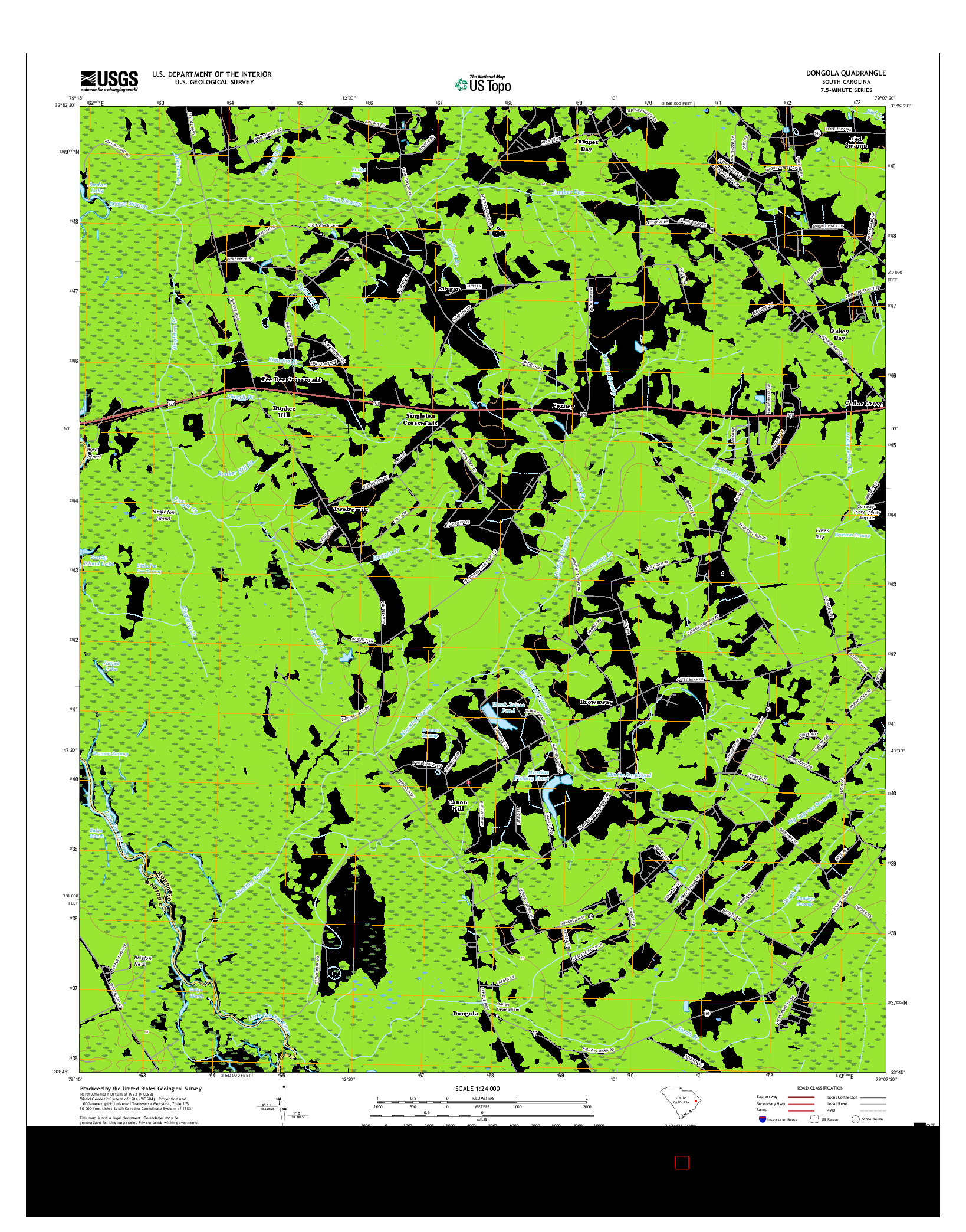 USGS US TOPO 7.5-MINUTE MAP FOR DONGOLA, SC 2017