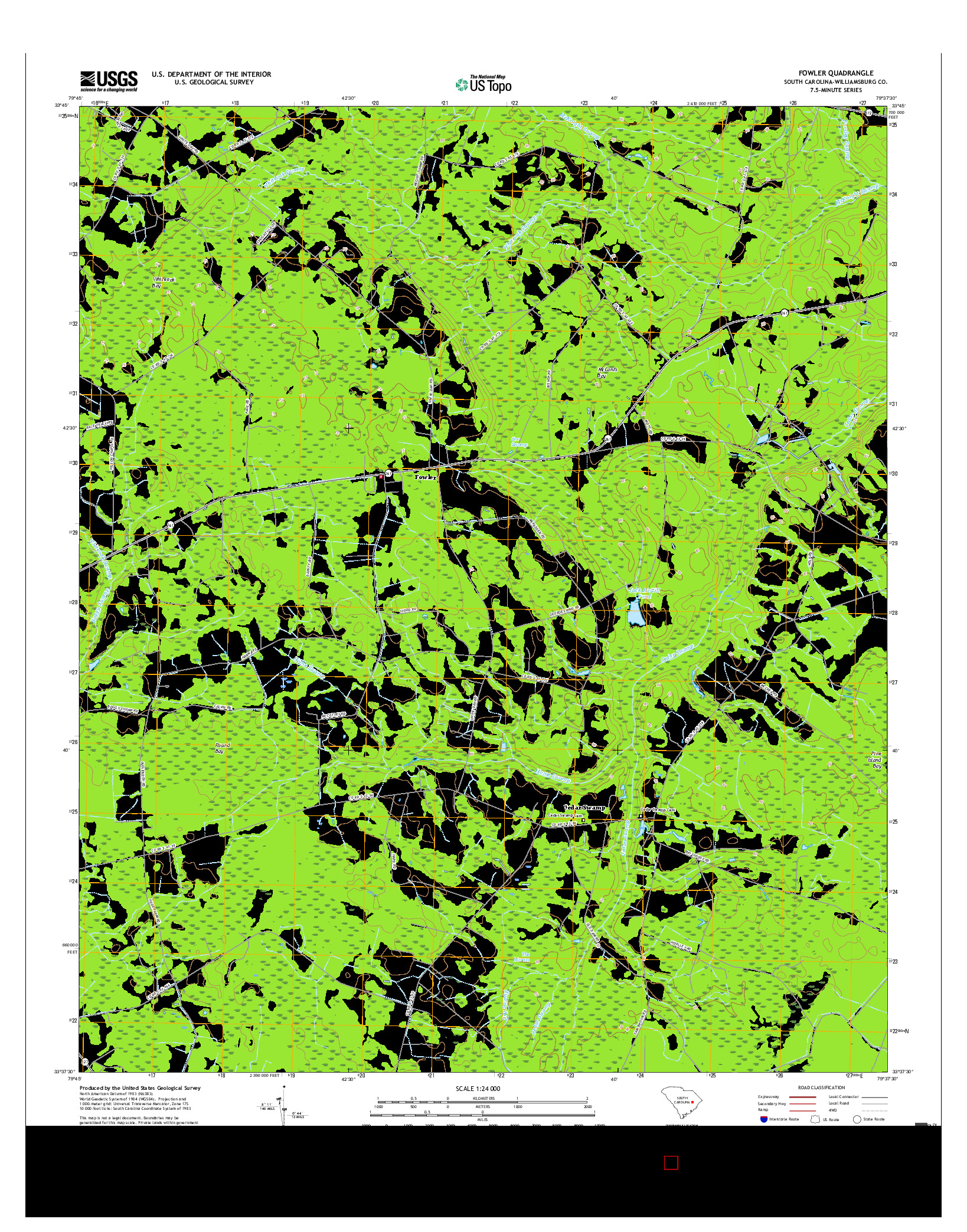 USGS US TOPO 7.5-MINUTE MAP FOR FOWLER, SC 2017