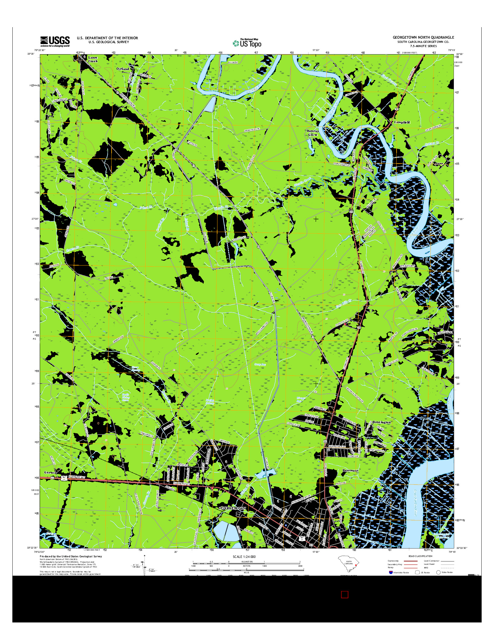 USGS US TOPO 7.5-MINUTE MAP FOR GEORGETOWN NORTH, SC 2017