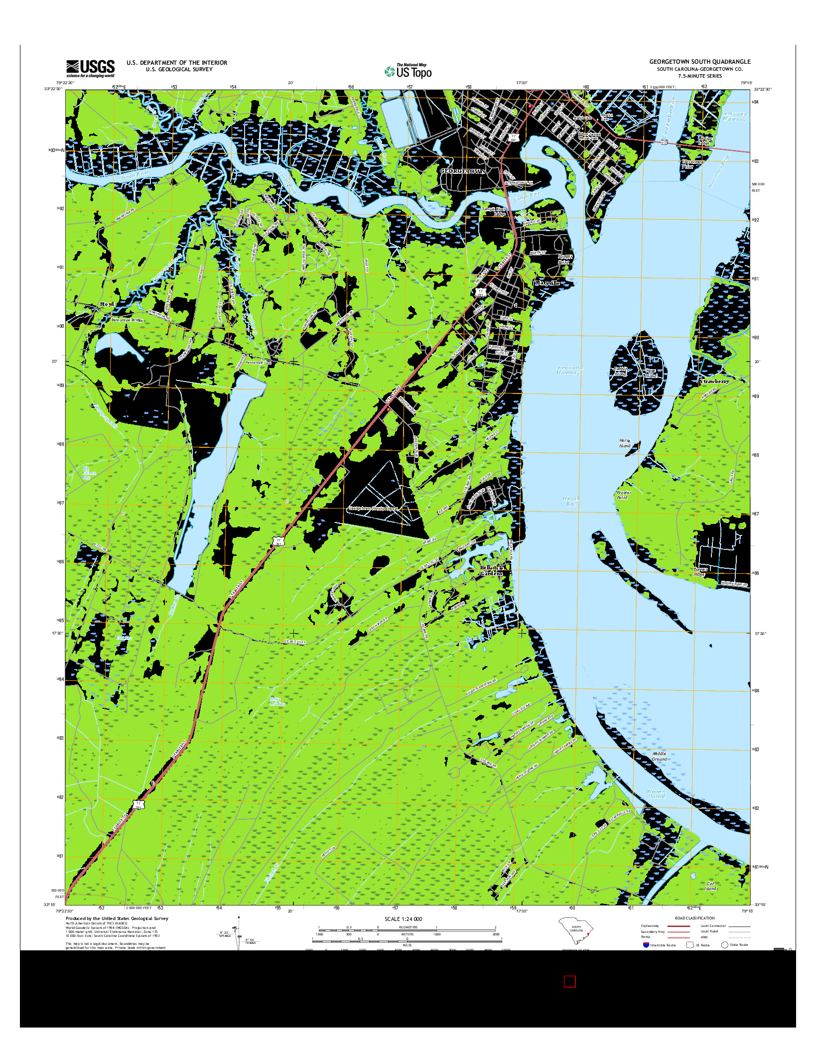 USGS US TOPO 7.5-MINUTE MAP FOR GEORGETOWN SOUTH, SC 2017