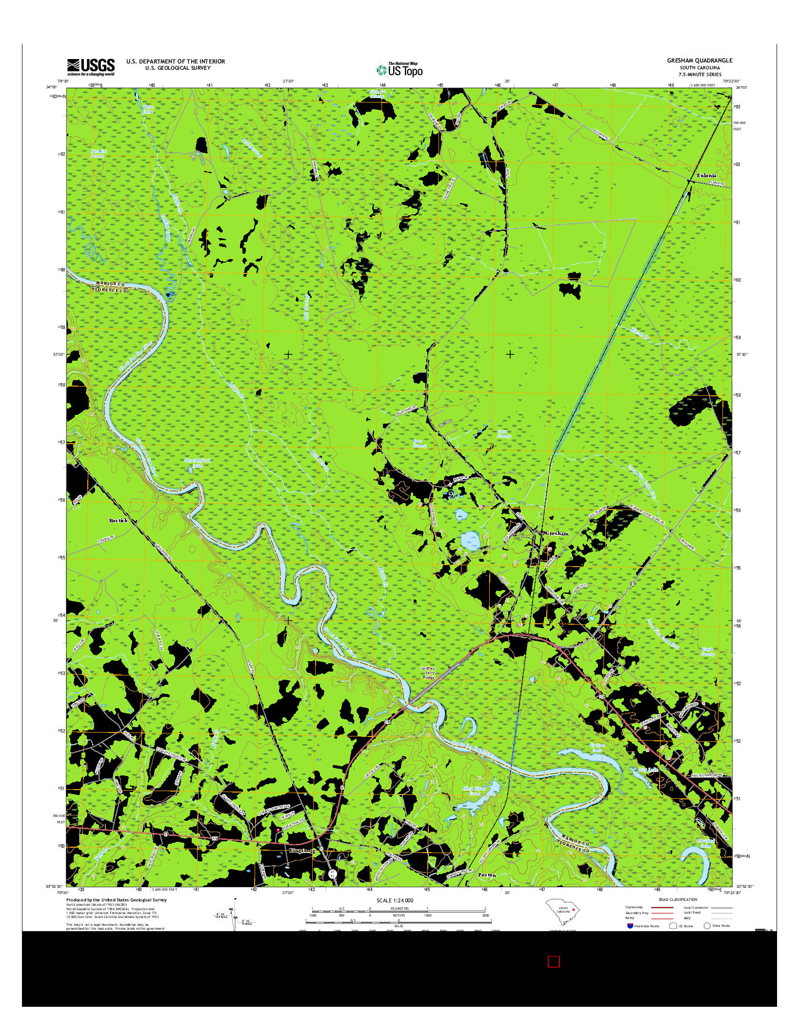 USGS US TOPO 7.5-MINUTE MAP FOR GRESHAM, SC 2017