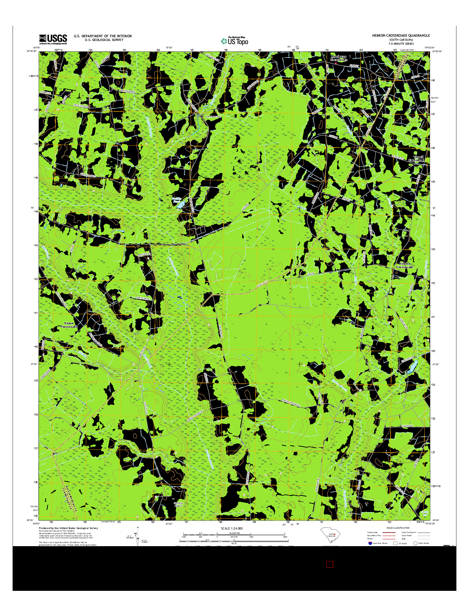 USGS US TOPO 7.5-MINUTE MAP FOR HEBRON CROSSROADS, SC 2017