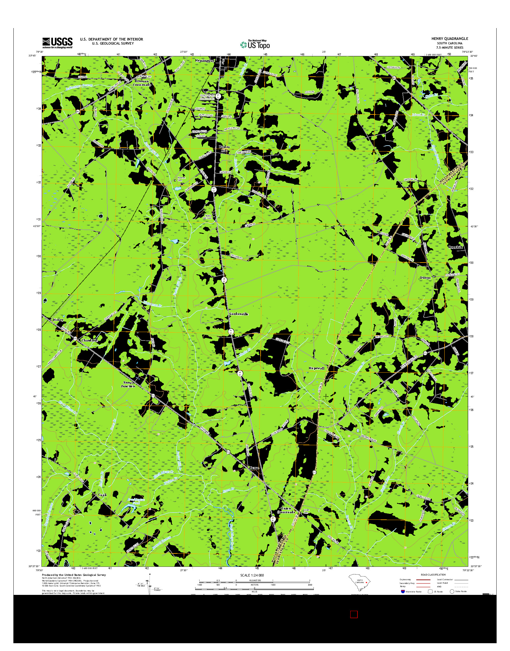 USGS US TOPO 7.5-MINUTE MAP FOR HENRY, SC 2017