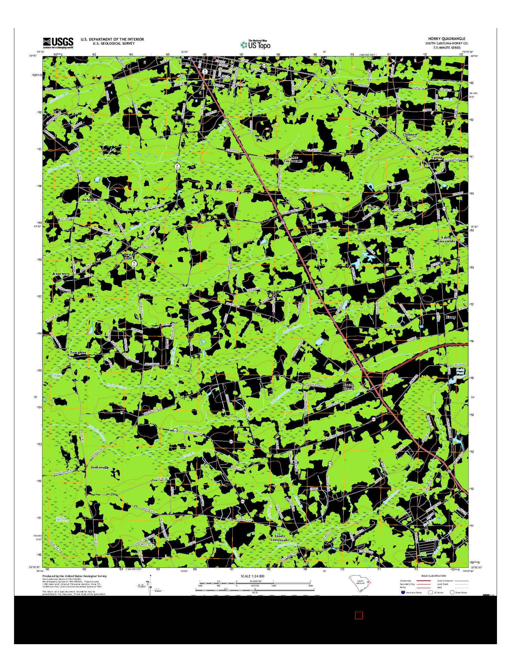 USGS US TOPO 7.5-MINUTE MAP FOR HORRY, SC 2017