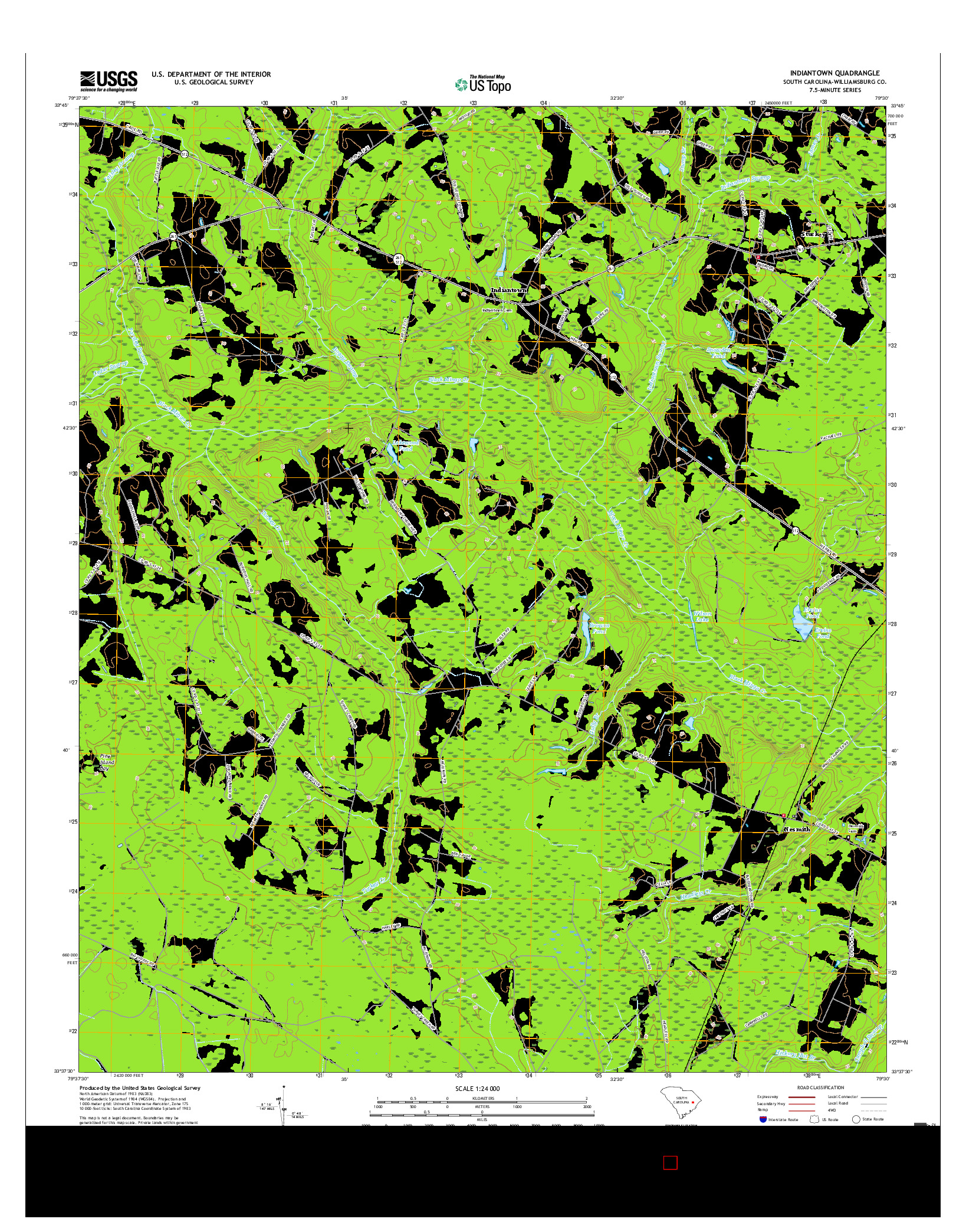 USGS US TOPO 7.5-MINUTE MAP FOR INDIANTOWN, SC 2017