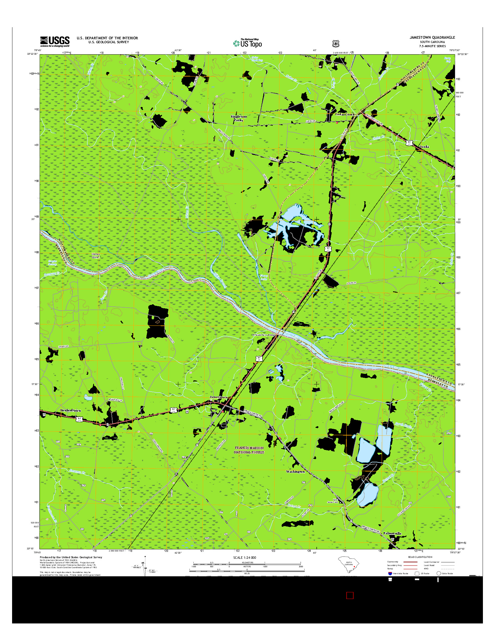 USGS US TOPO 7.5-MINUTE MAP FOR JAMESTOWN, SC 2017