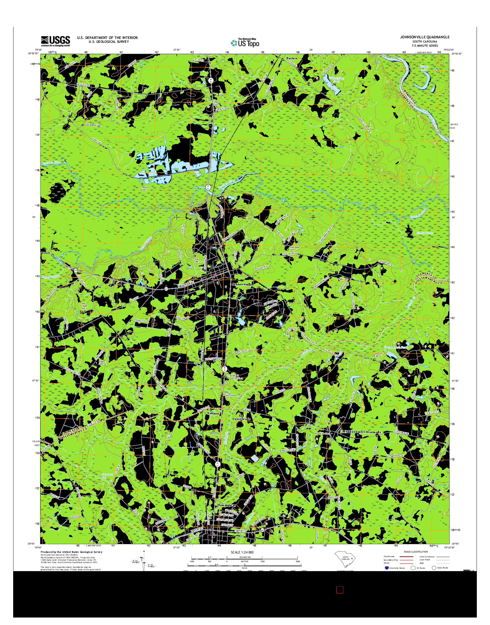 USGS US TOPO 7.5-MINUTE MAP FOR JOHNSONVILLE, SC 2017