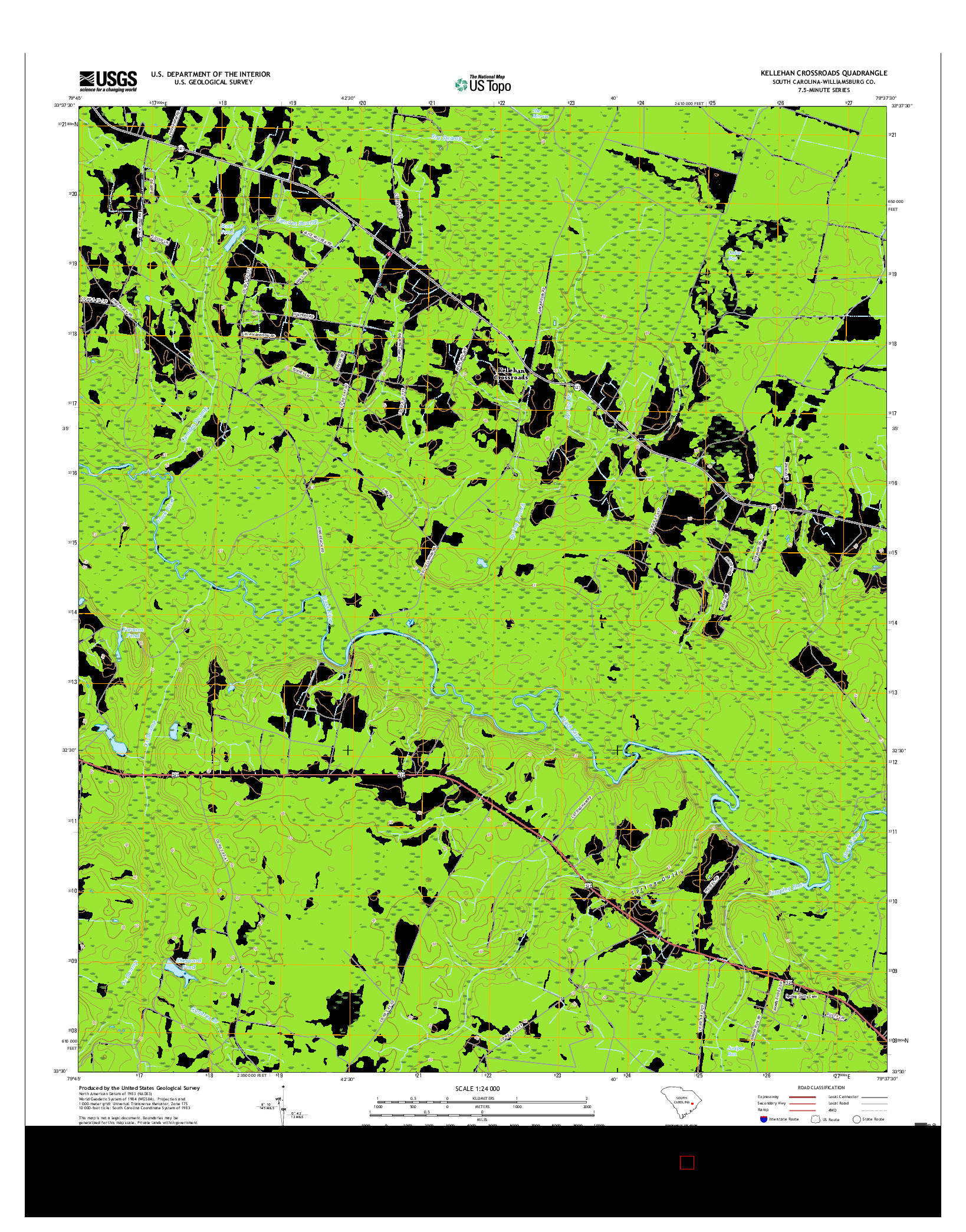 USGS US TOPO 7.5-MINUTE MAP FOR KELLEHAN CROSSROADS, SC 2017