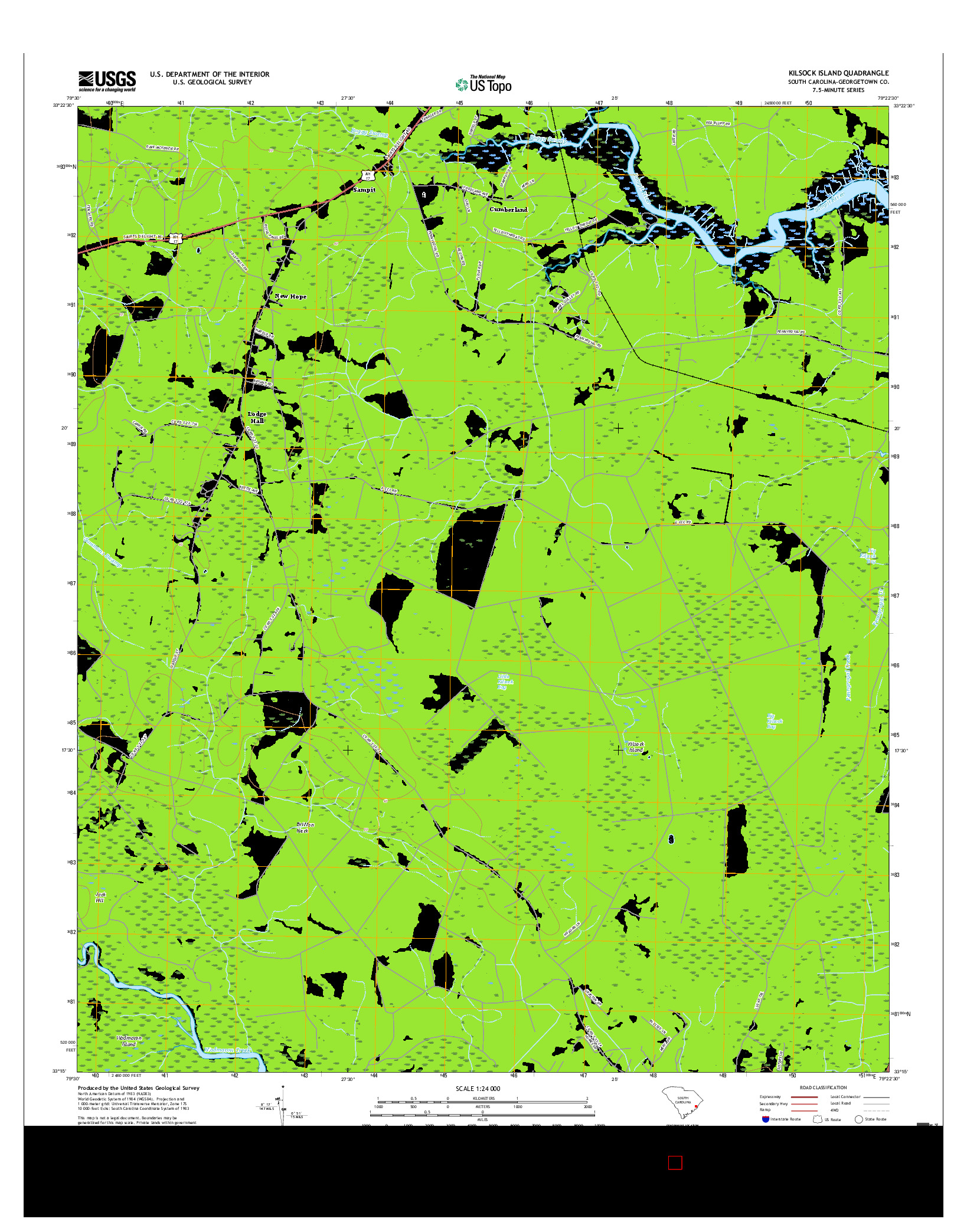 USGS US TOPO 7.5-MINUTE MAP FOR KILSOCK ISLAND, SC 2017