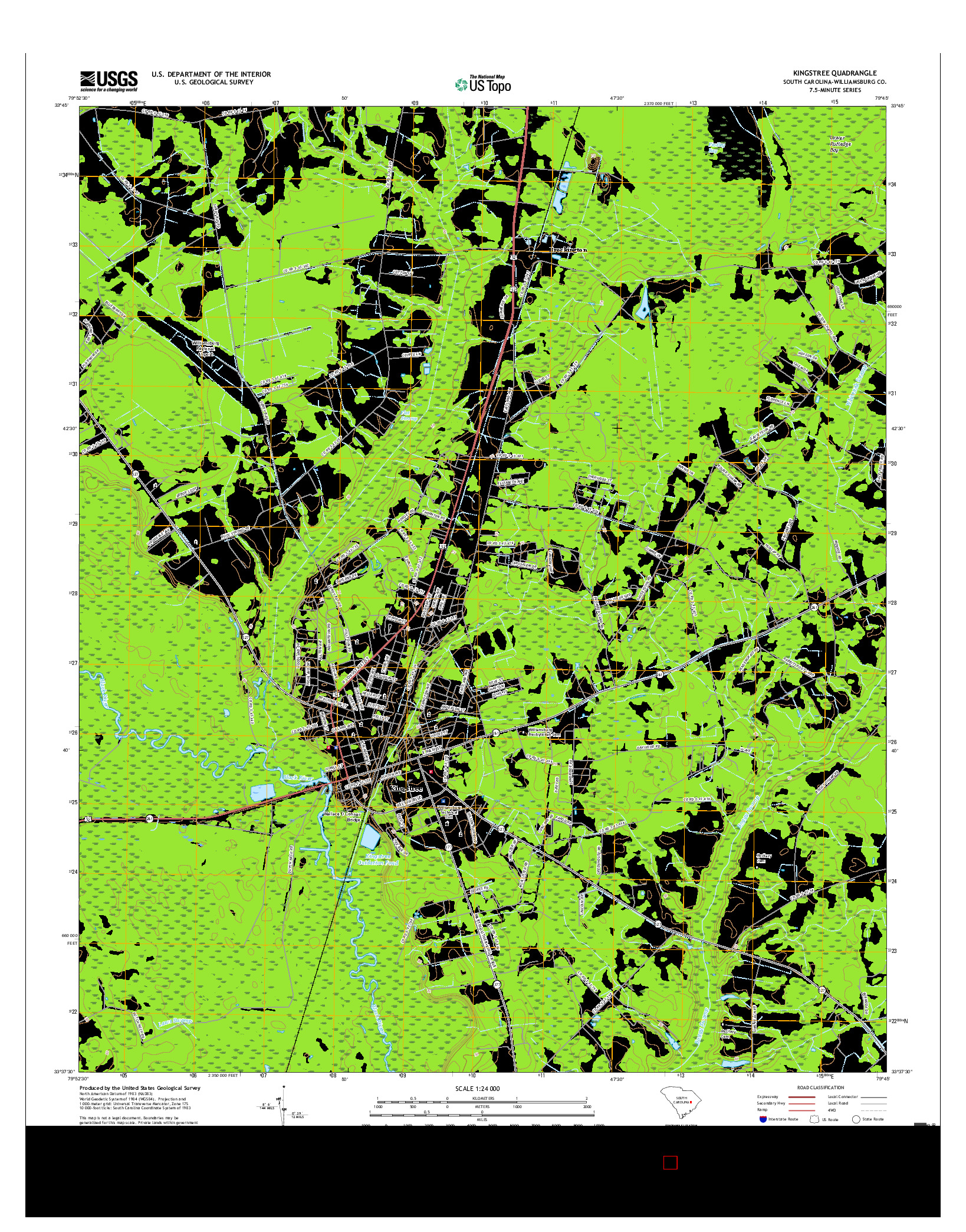 USGS US TOPO 7.5-MINUTE MAP FOR KINGSTREE, SC 2017