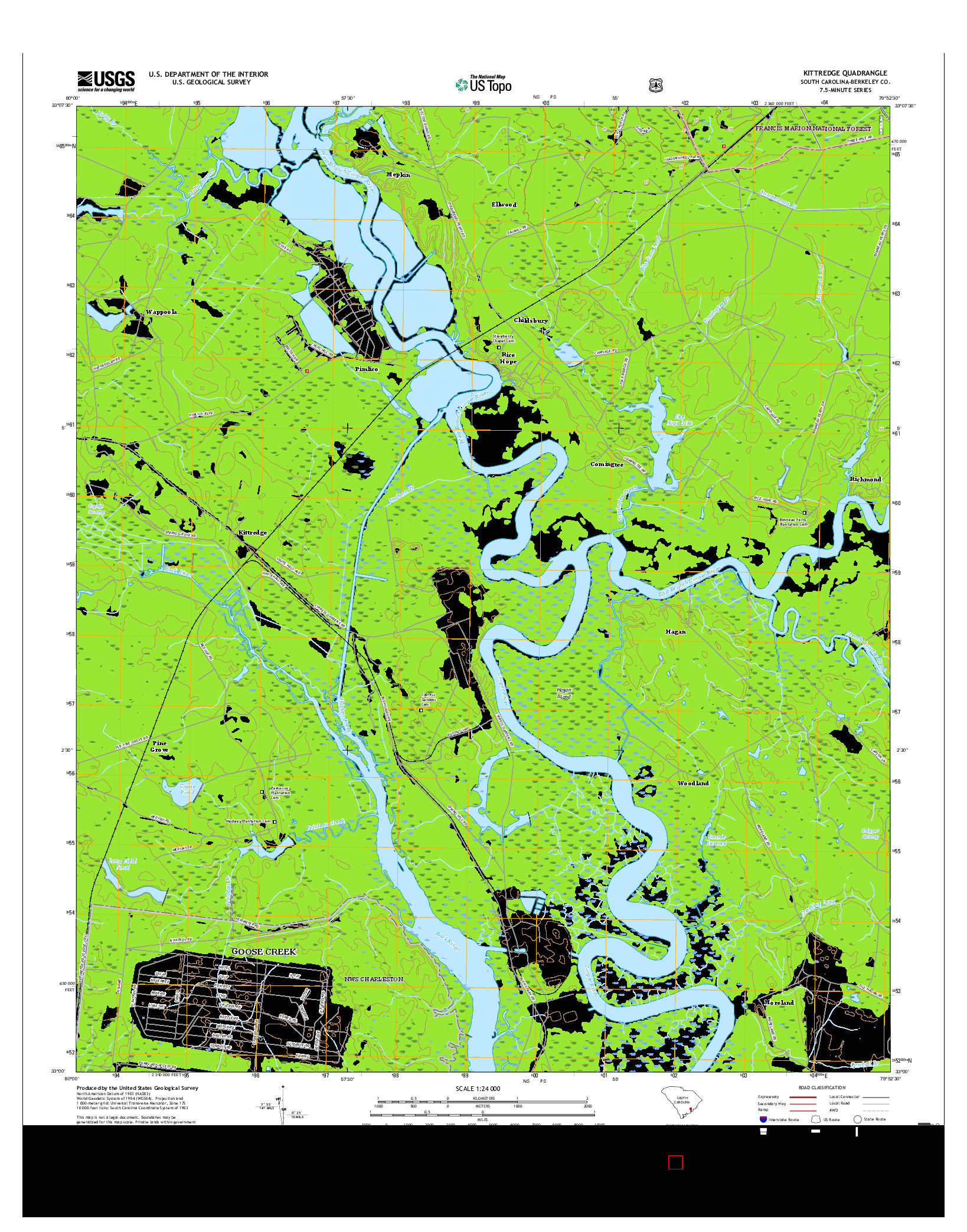 USGS US TOPO 7.5-MINUTE MAP FOR KITTREDGE, SC 2017