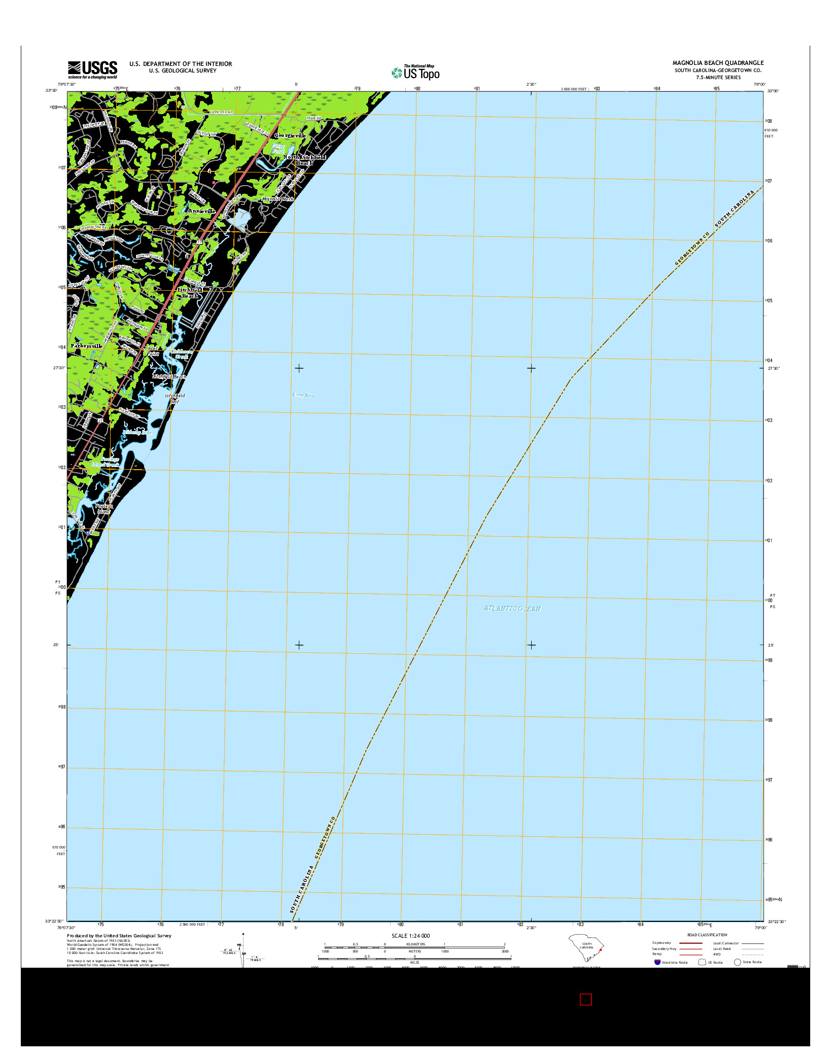 USGS US TOPO 7.5-MINUTE MAP FOR MAGNOLIA BEACH, SC 2017