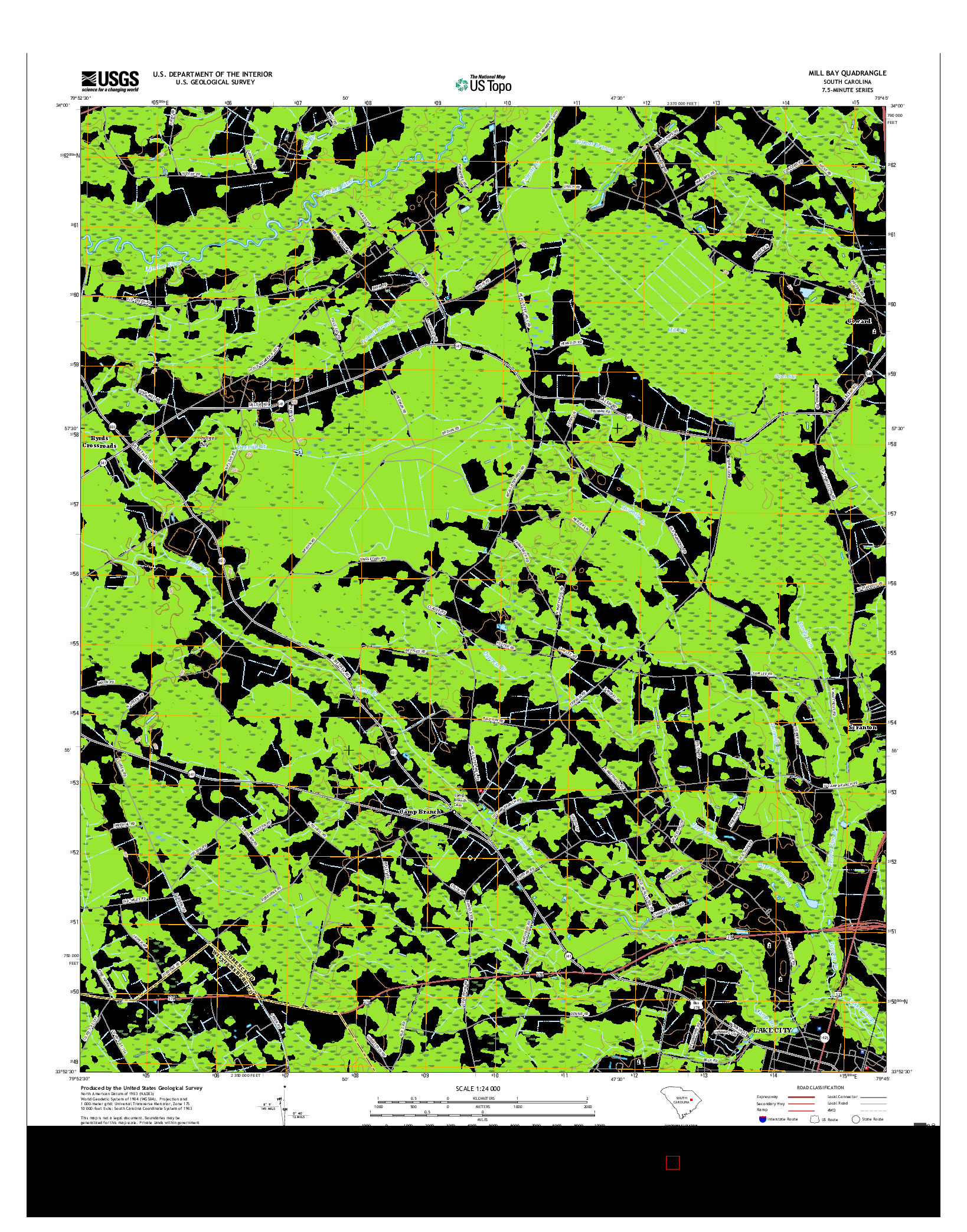 USGS US TOPO 7.5-MINUTE MAP FOR MILL BAY, SC 2017