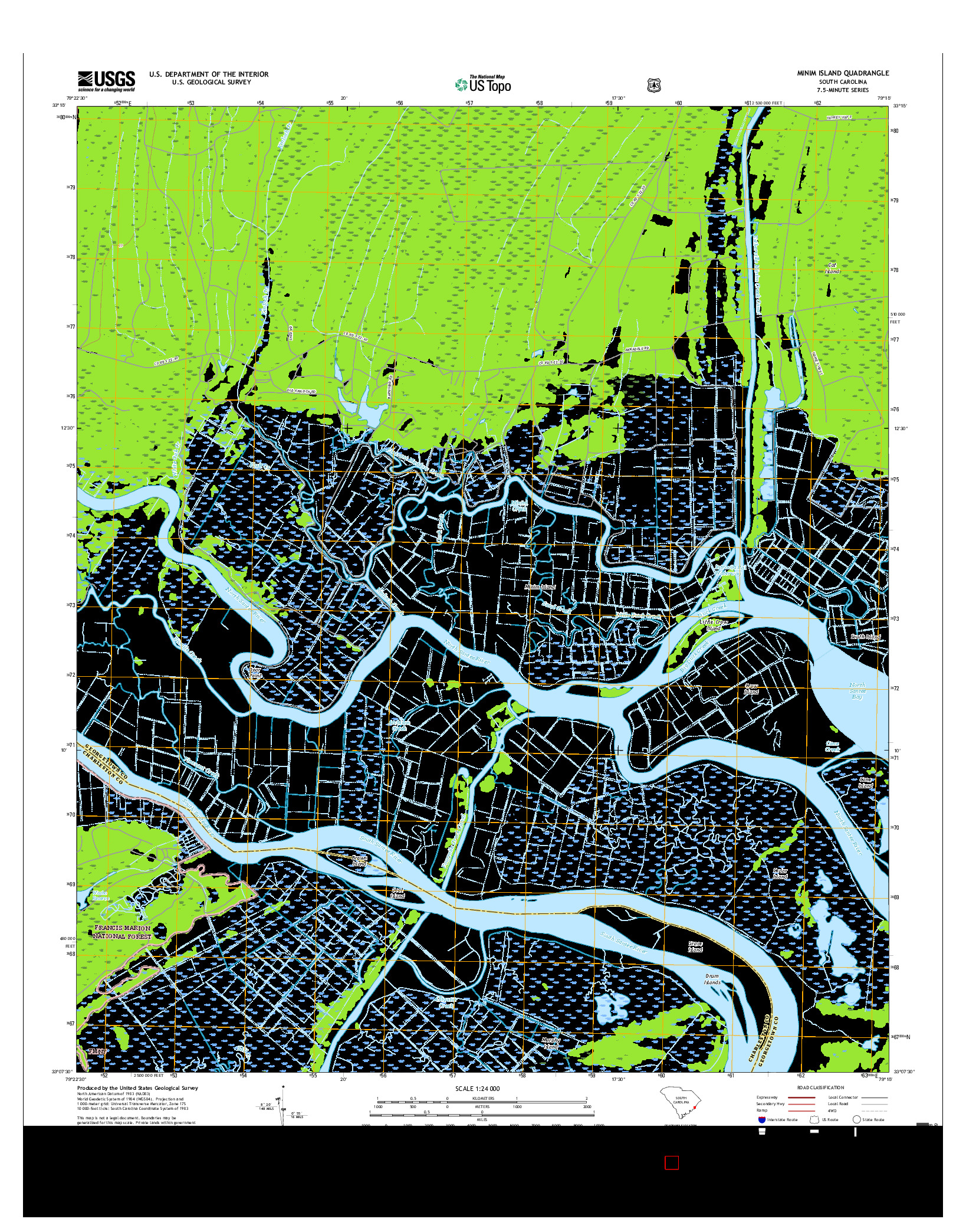 USGS US TOPO 7.5-MINUTE MAP FOR MINIM ISLAND, SC 2017