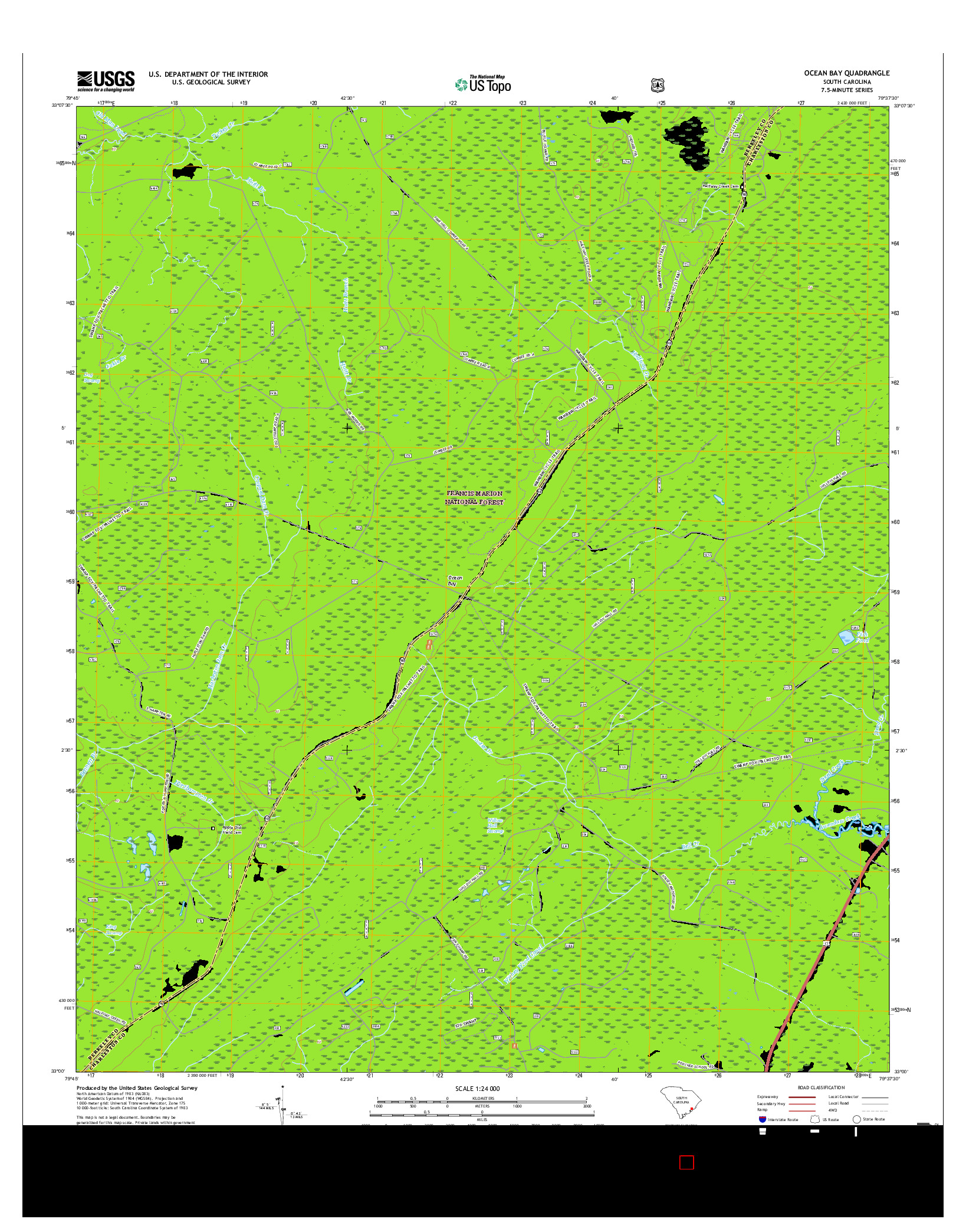 USGS US TOPO 7.5-MINUTE MAP FOR OCEAN BAY, SC 2017