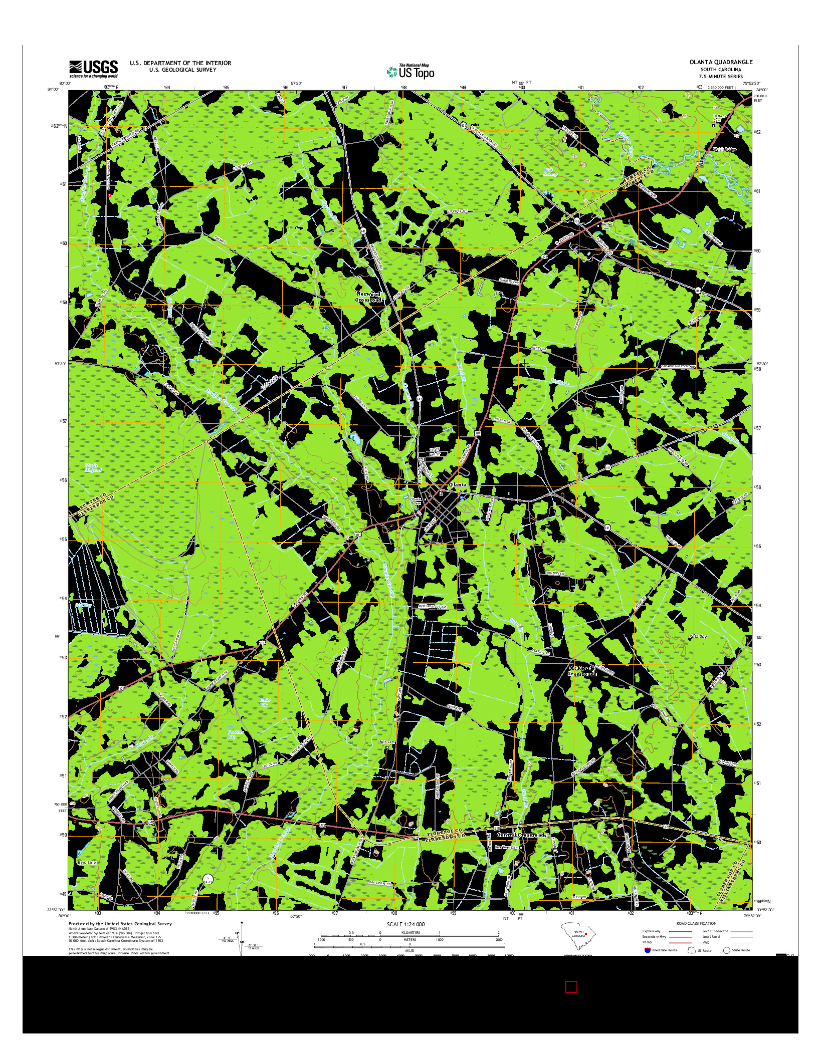 USGS US TOPO 7.5-MINUTE MAP FOR OLANTA, SC 2017