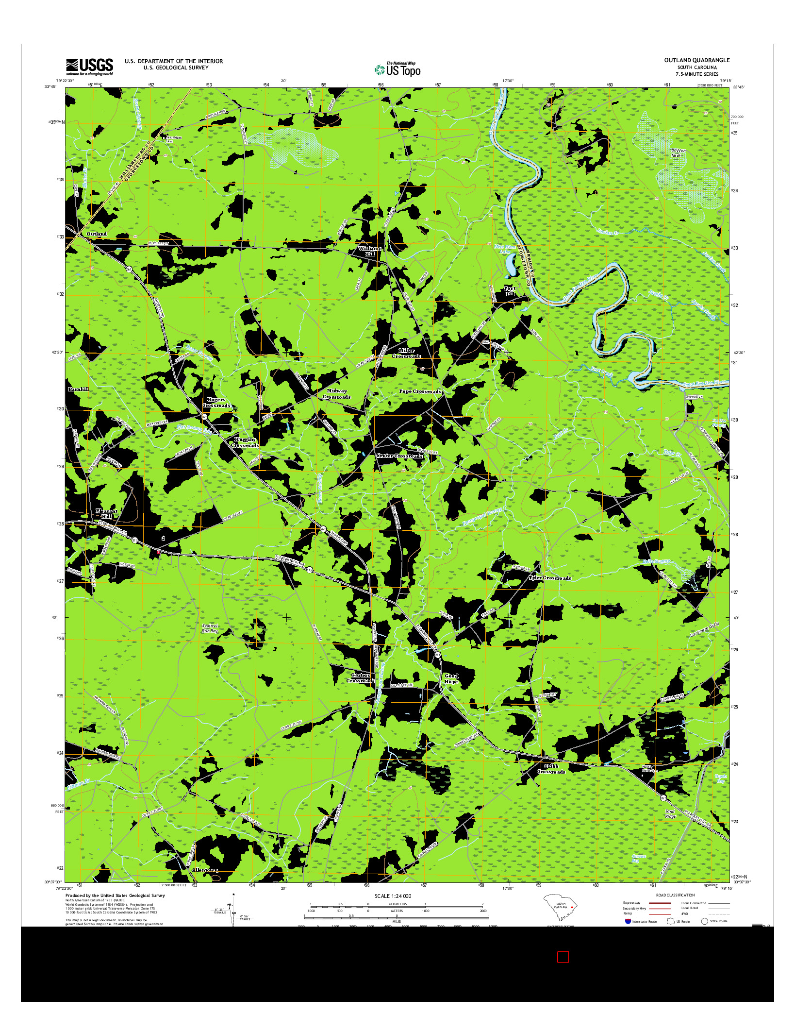 USGS US TOPO 7.5-MINUTE MAP FOR OUTLAND, SC 2017