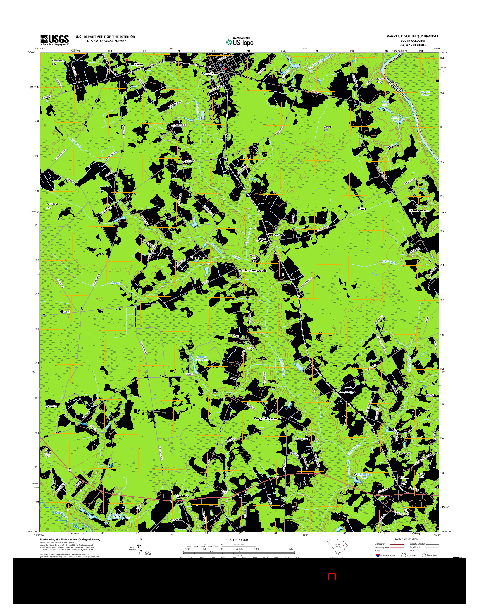 USGS US TOPO 7.5-MINUTE MAP FOR PAMPLICO SOUTH, SC 2017