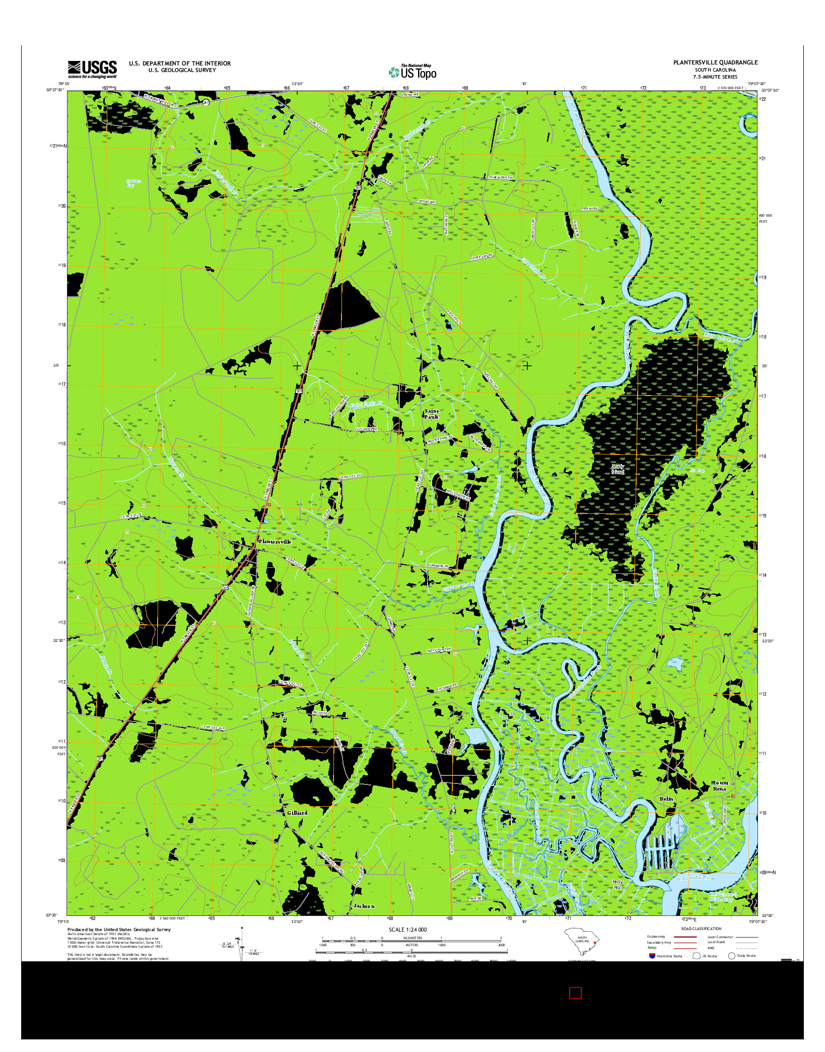 USGS US TOPO 7.5-MINUTE MAP FOR PLANTERSVILLE, SC 2017