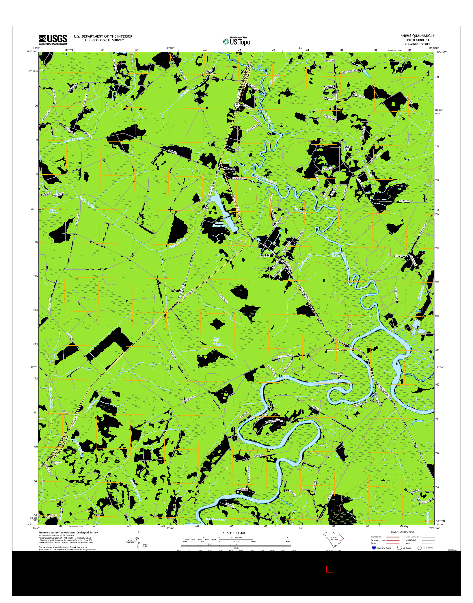 USGS US TOPO 7.5-MINUTE MAP FOR RHEMS, SC 2017